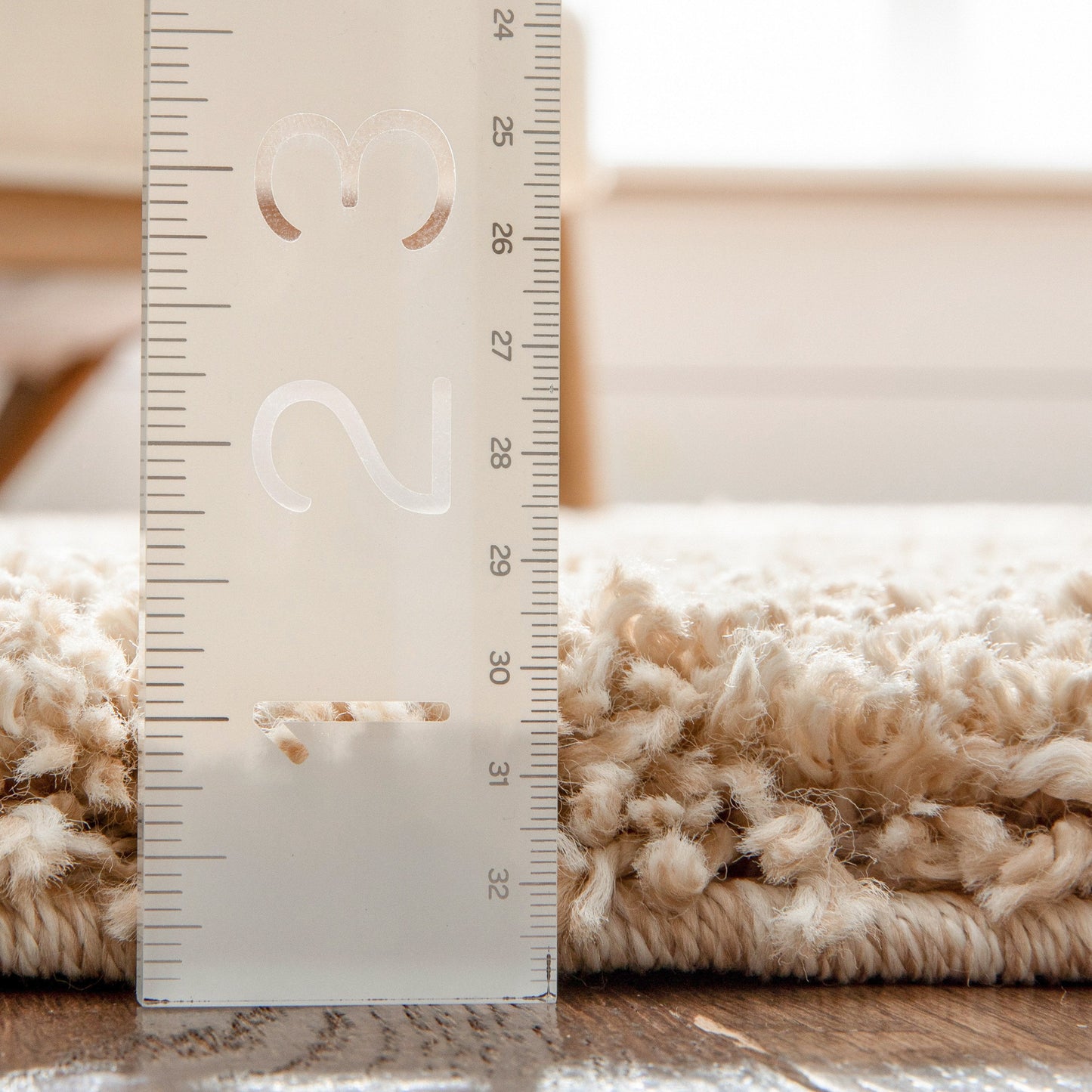 Halden Solid Pattern Ivory Thick Nordic Shag Rug JU-12