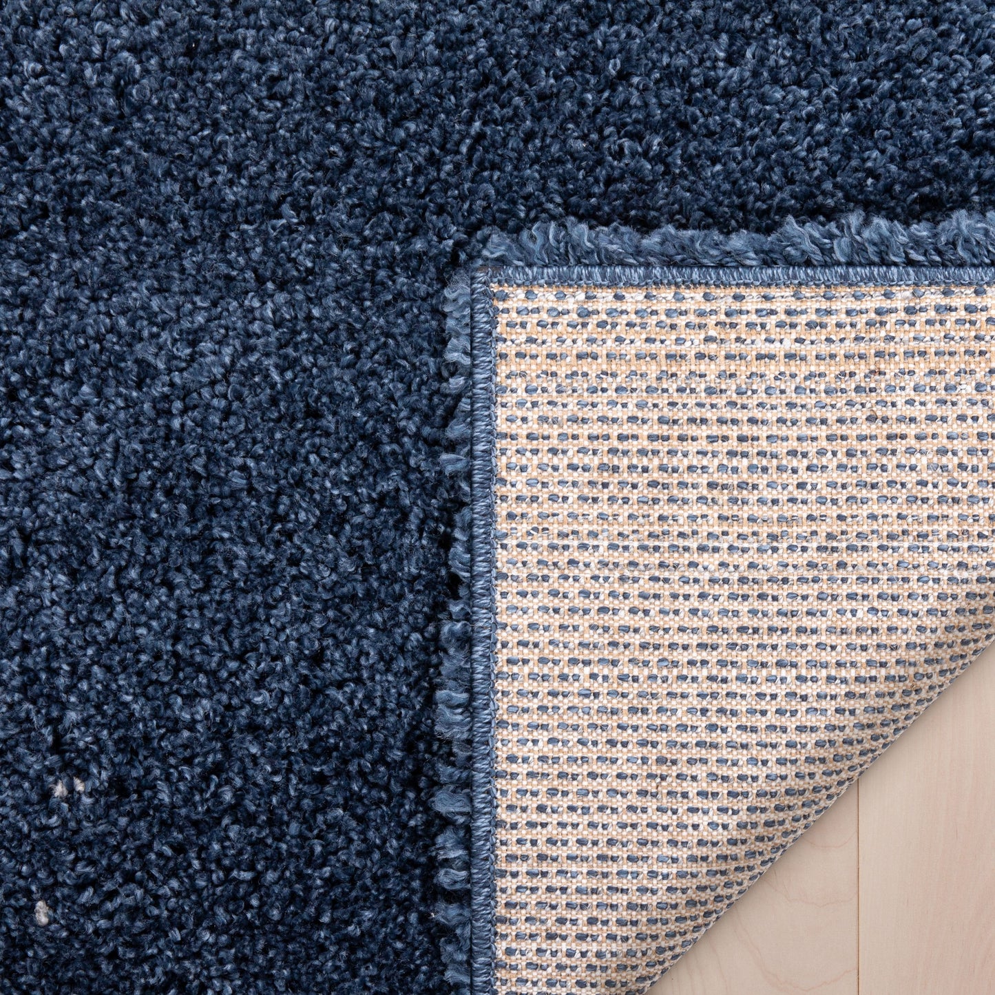 Halden Solid Pattern Dark Blue Thick Nordic Shag Rug JU-14