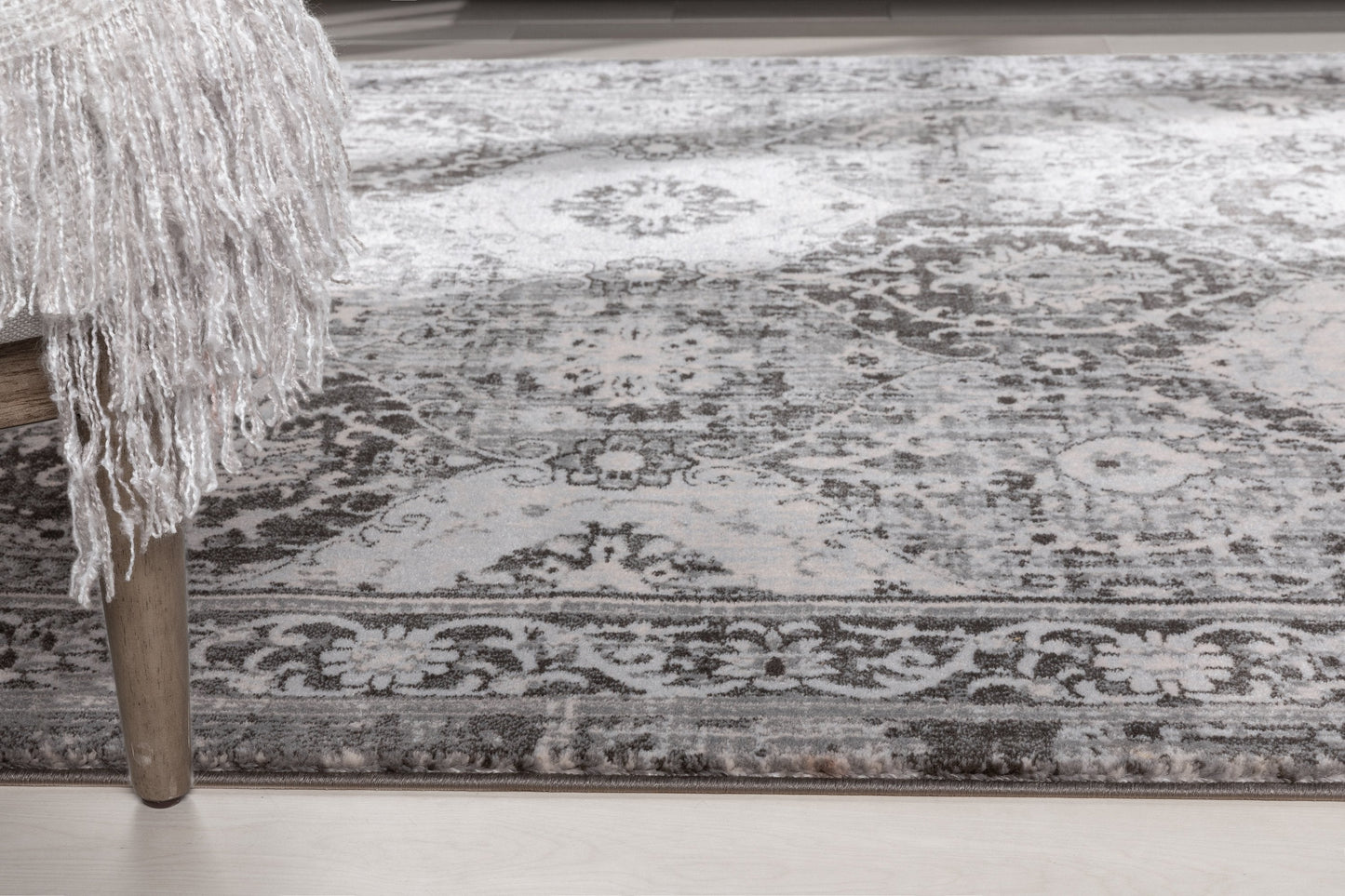 Marjorie Vintage Oriental Persian Panel Dark Grey Rug KE-103