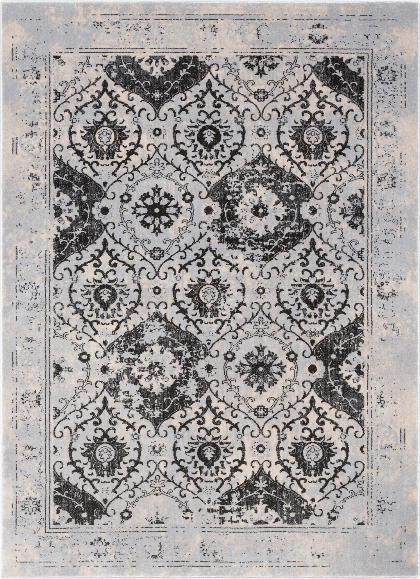 Marjorie Vintage Oriental Persian Panel Grey Rug KE-107