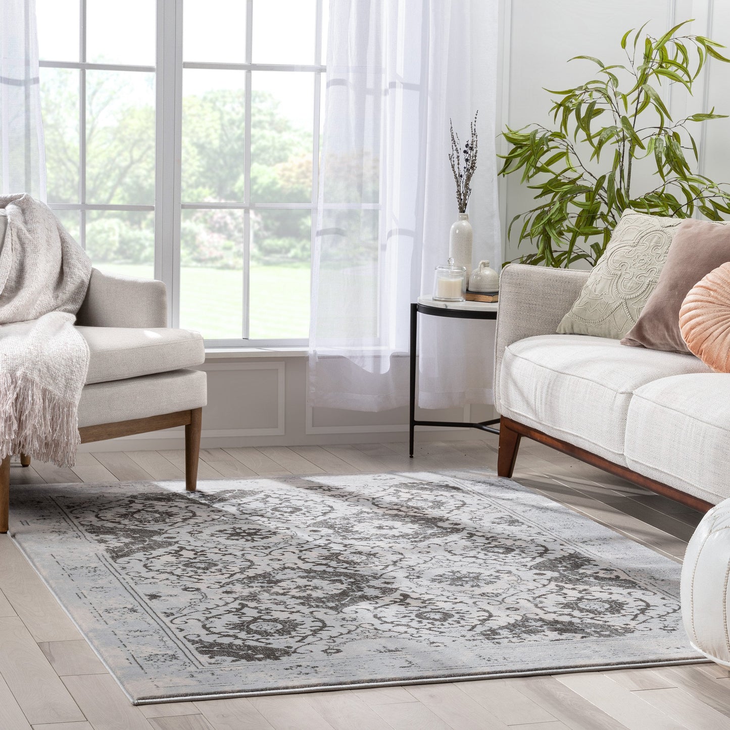 Marjorie Vintage Oriental Persian Panel Grey Rug KE-107
