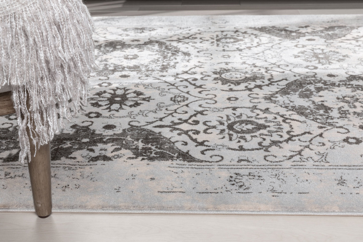 Marjorie Vintage Oriental Persian Panel Grey Rug KE-107