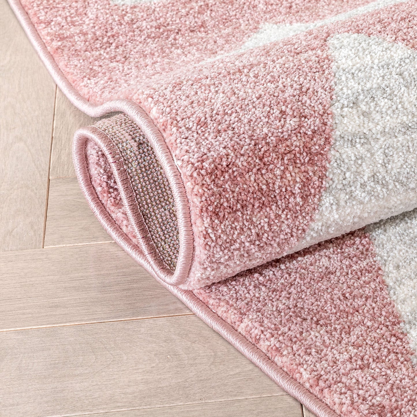 Triangles Modern Geometric Pattern Pink Kids Rug KEN-19