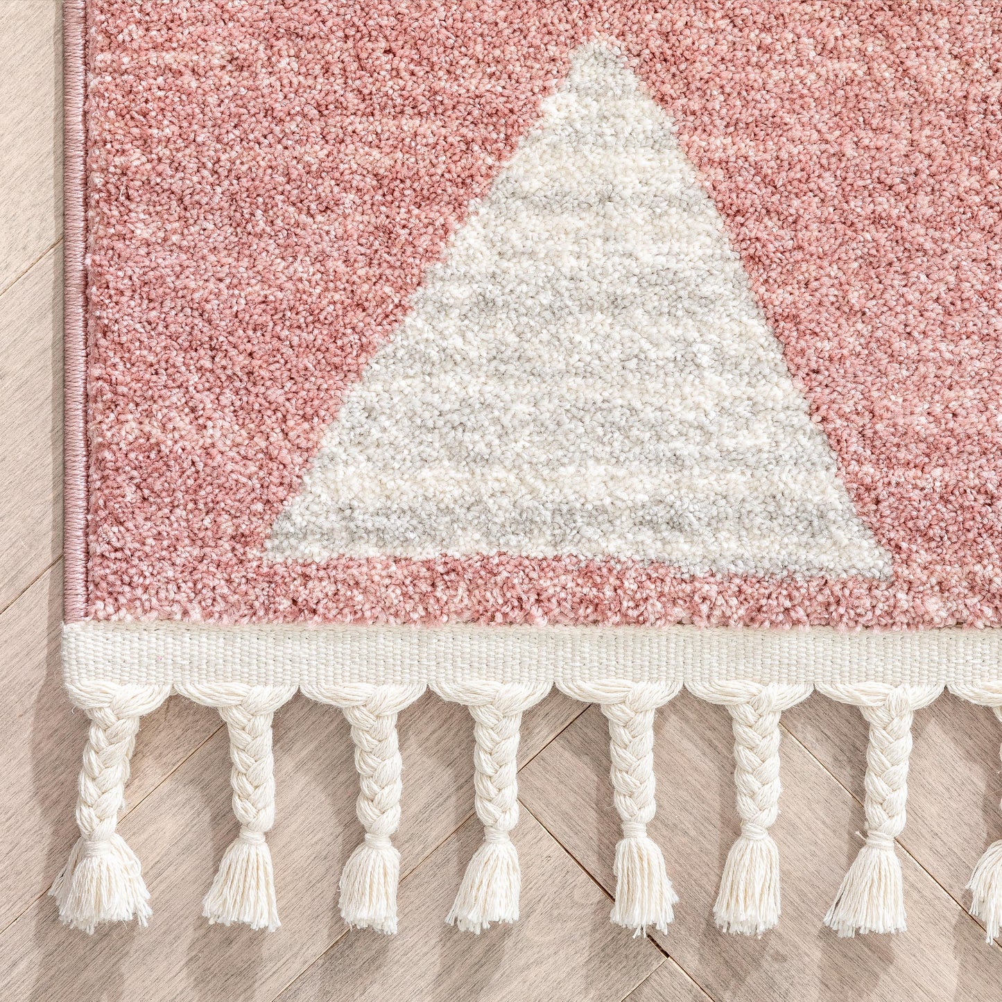 Triangles Modern Geometric Pattern Pink Kids Rug KEN-19