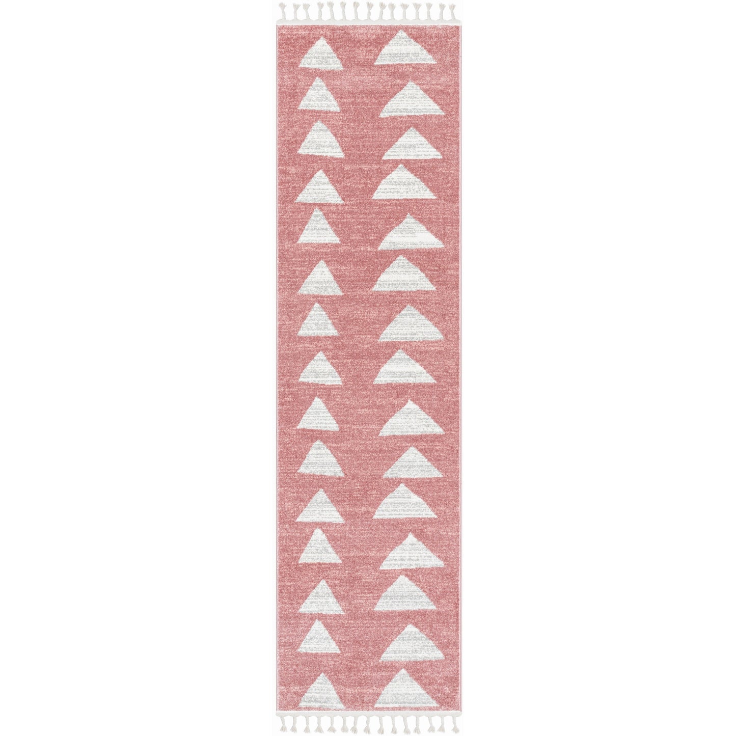 Triangles Modern Geometric Pattern Pink Kids Rug KEN-19