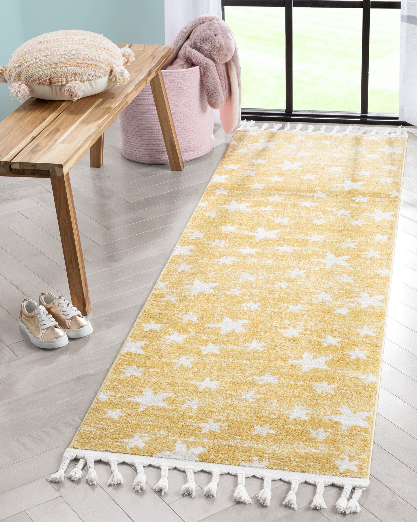 Stars Modern Geometric Yellow Kids Rug KEN-21-