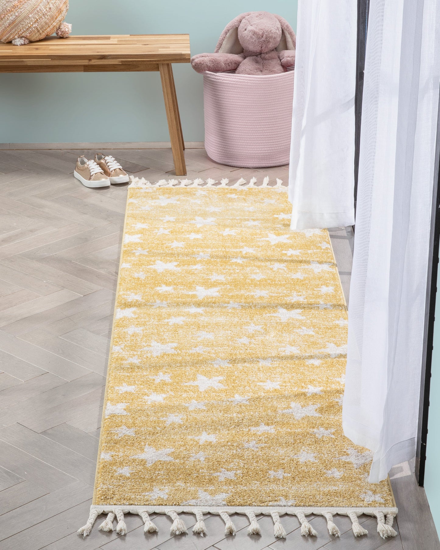Stars Modern Geometric Yellow Kids Rug KEN-21-