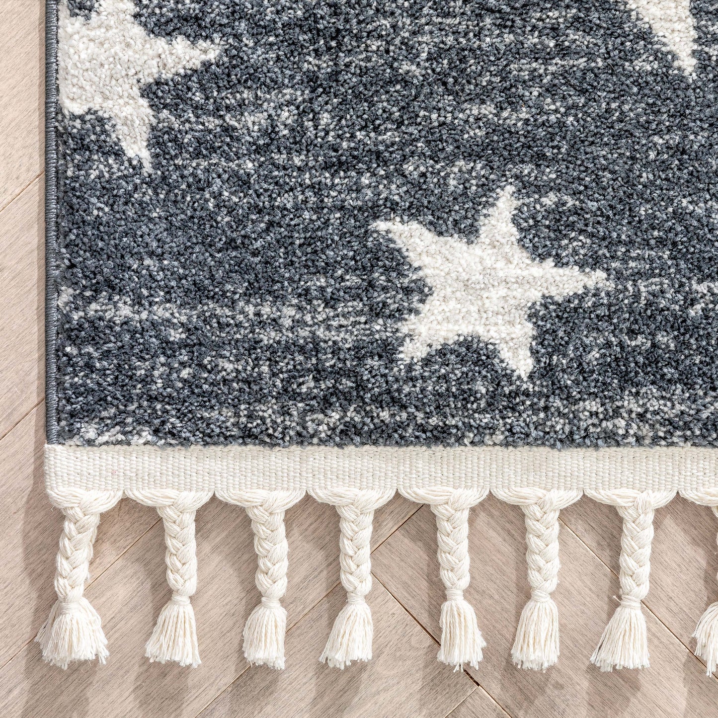 Stars Modern Geometric Grey Kids Rug KEN-27