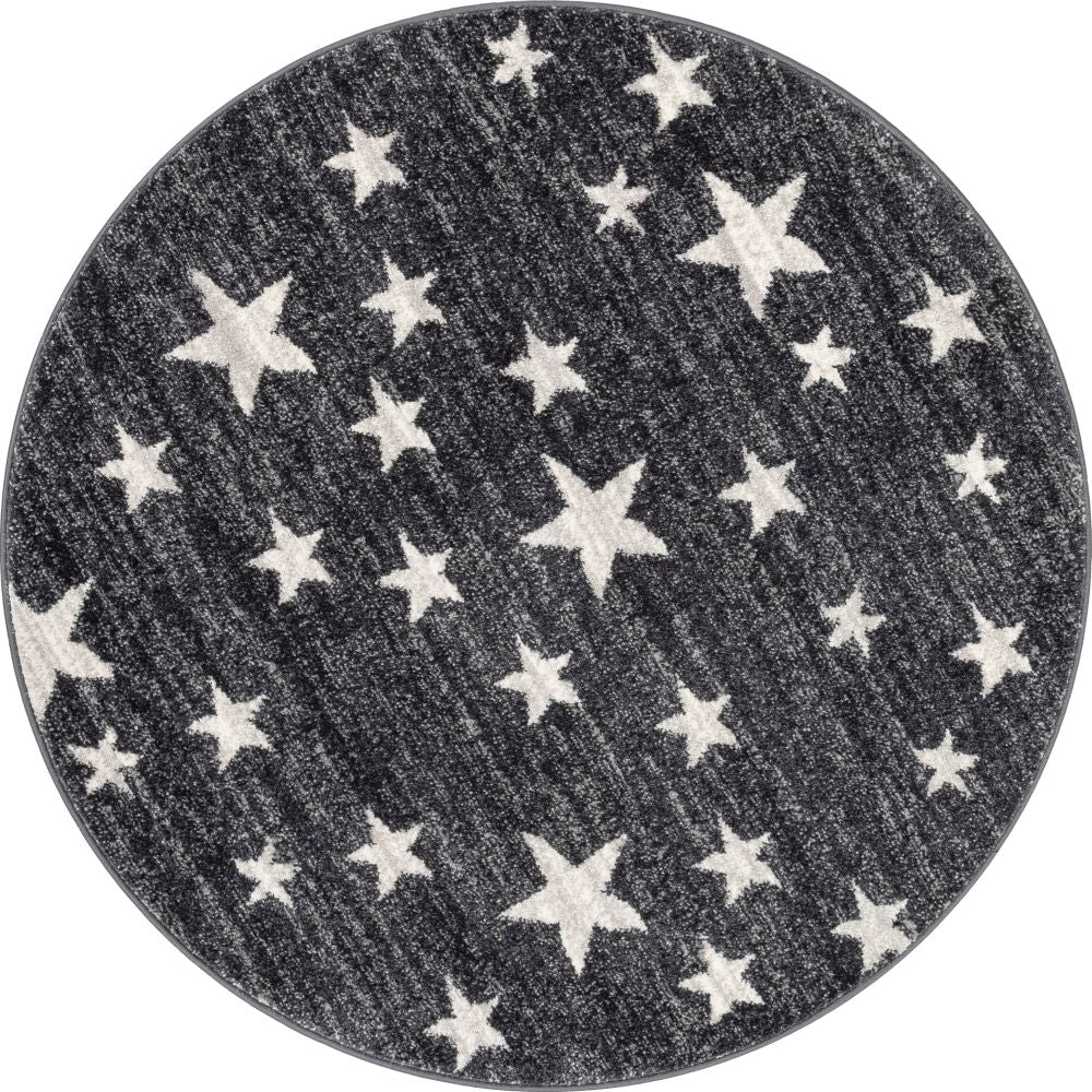 Stars Modern Geometric Grey Kids Rug KEN-27