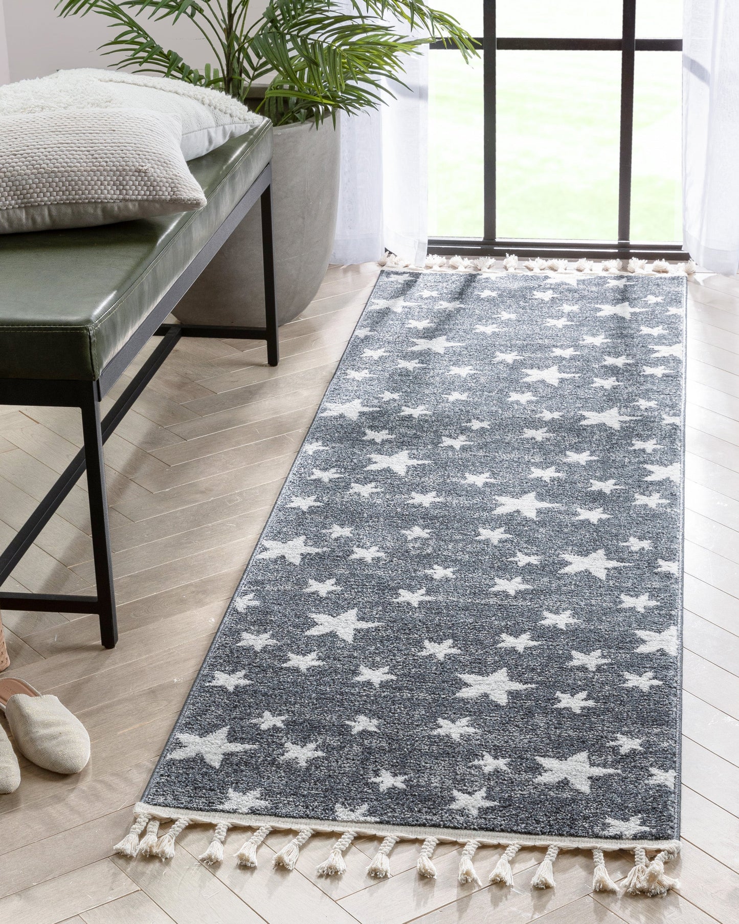 Stars Modern Geometric Grey Kids Rug KEN-27