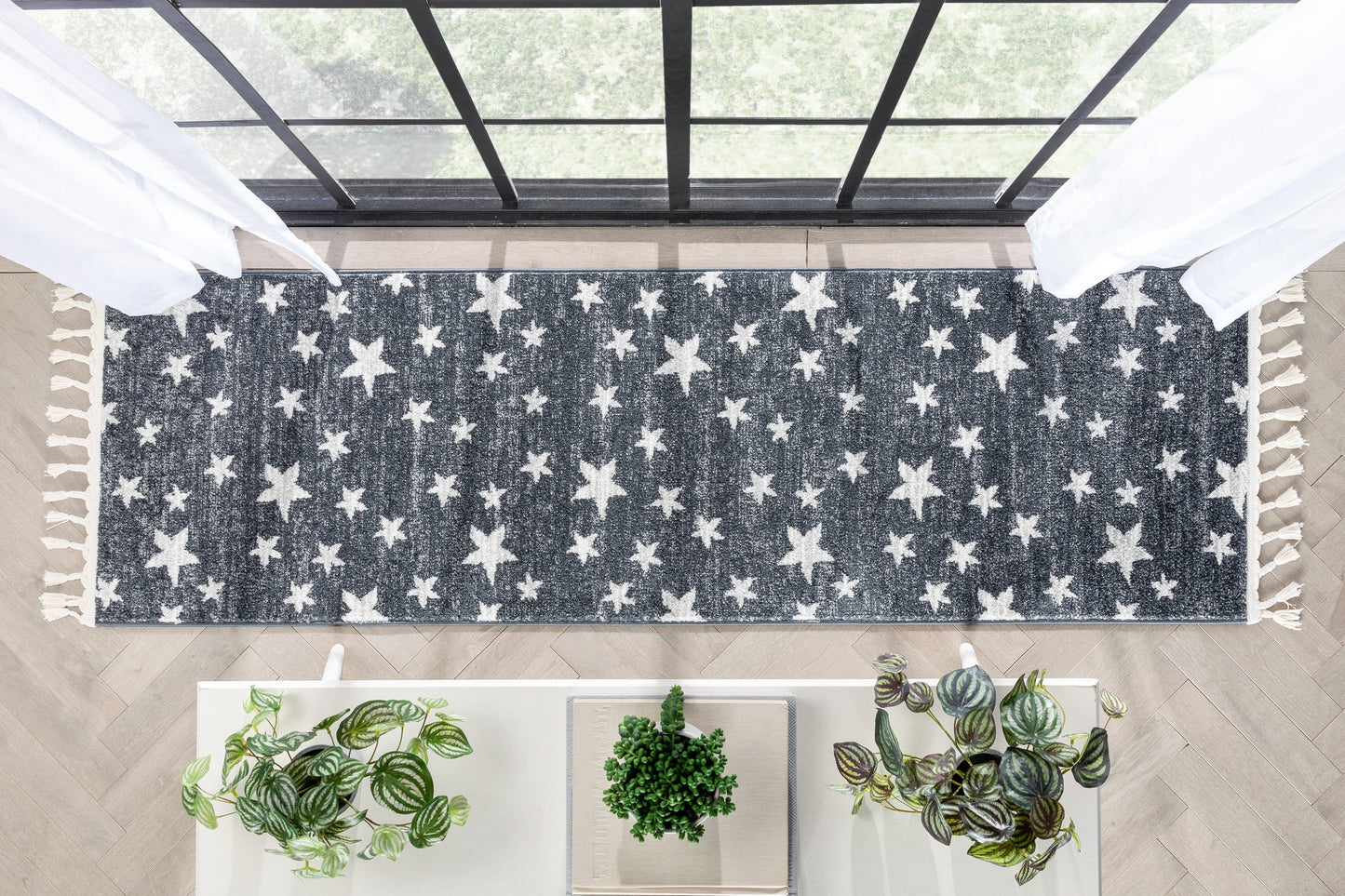 Stars Modern Geometric Grey Kids Rug KEN-27