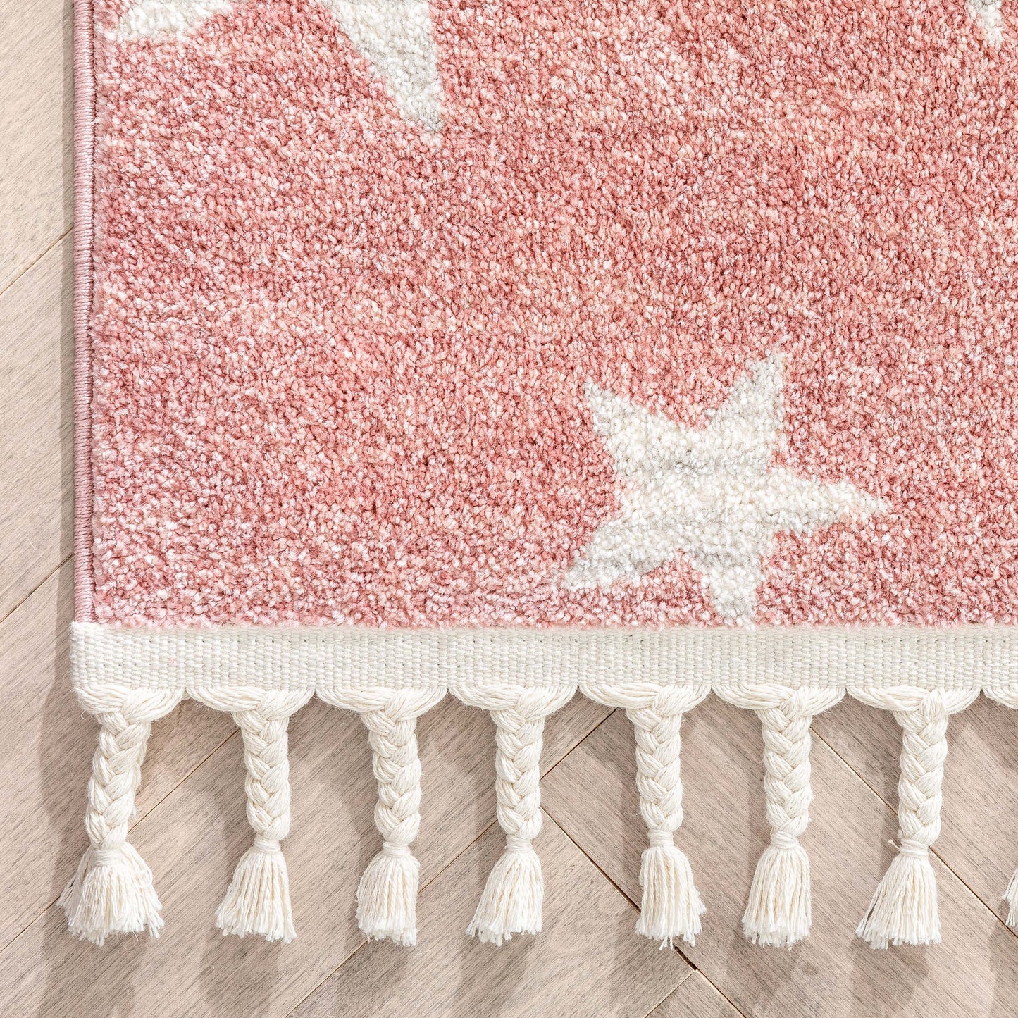 Stars Modern Geometric Pink Kids Rug KEN-29