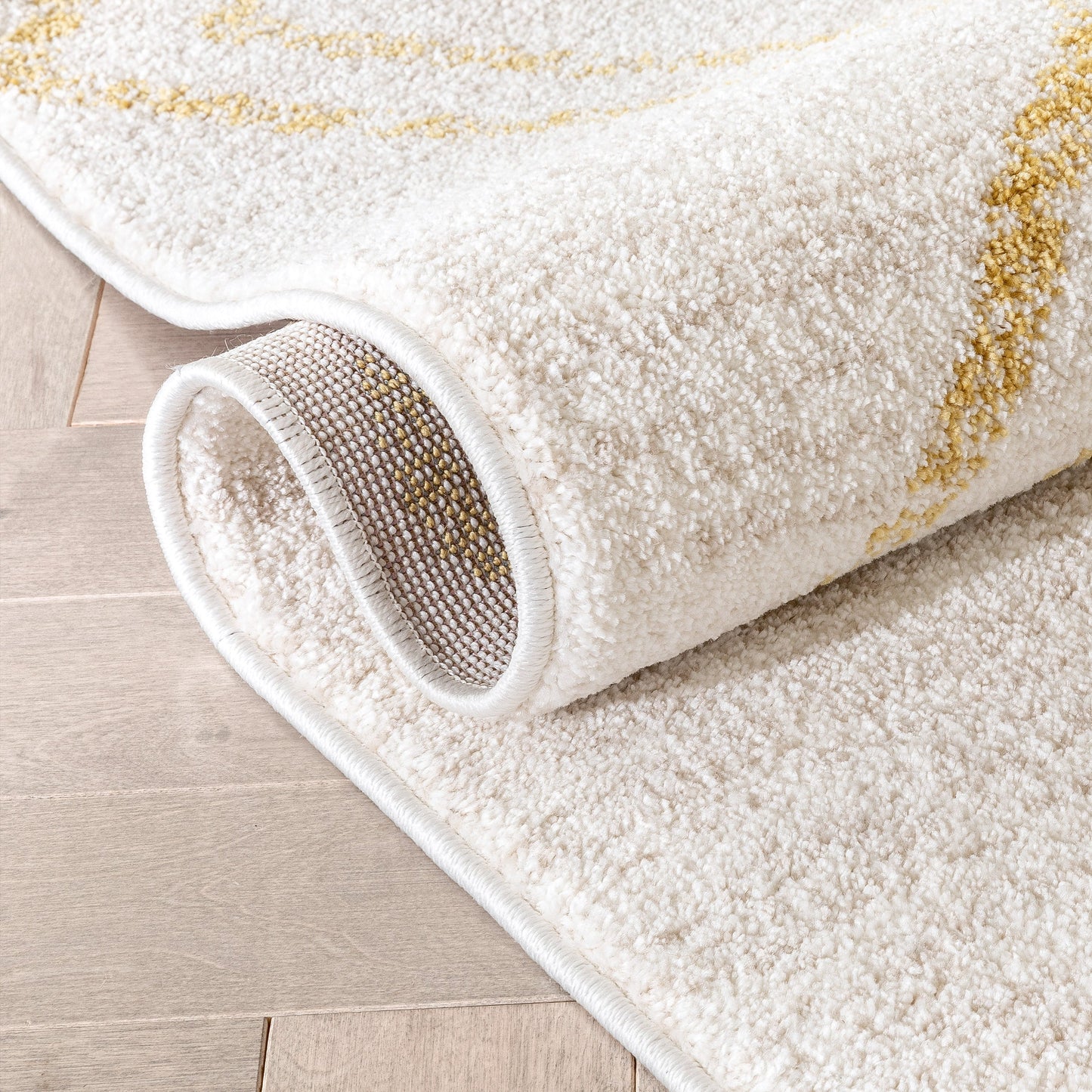Reeve Modern Chevron Zig-Zag Yellow Ivory Kids Rug KEN-31