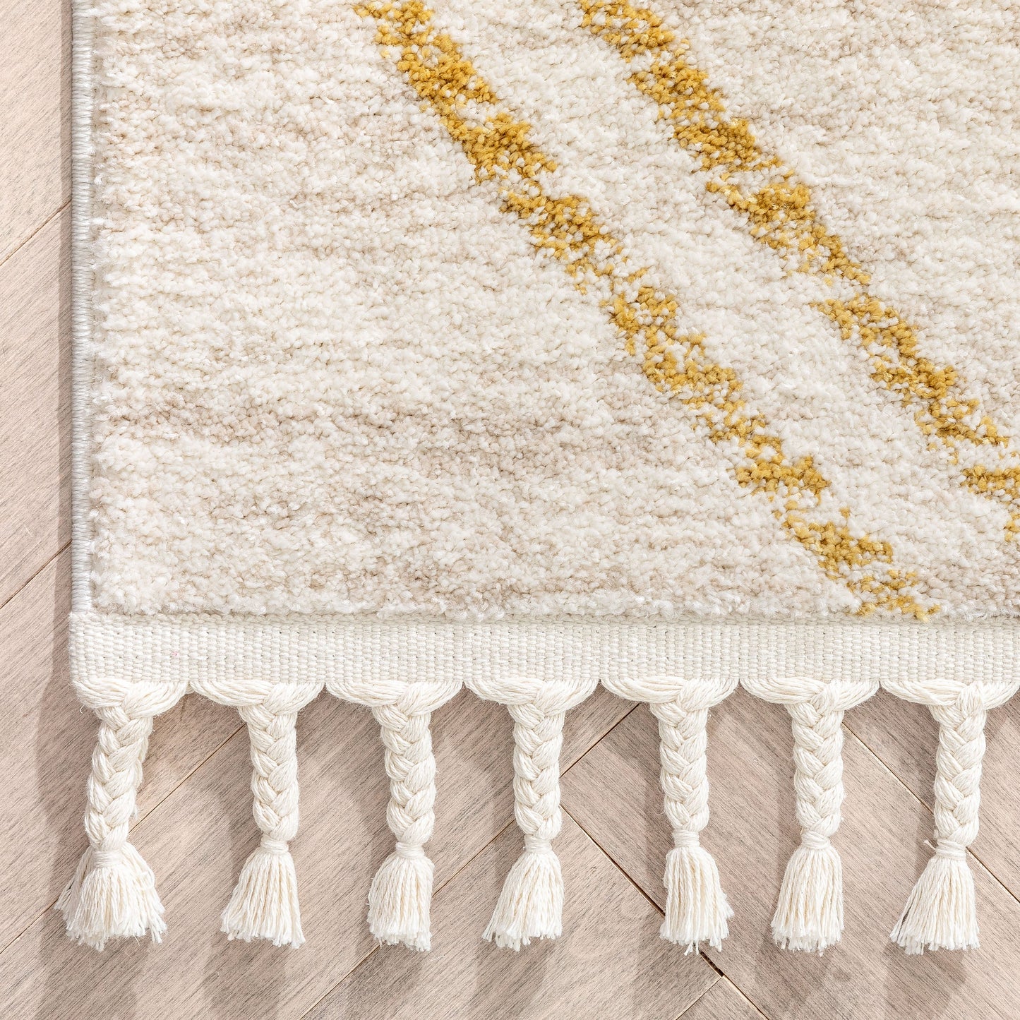 Reeve Modern Chevron Zig-Zag Yellow Ivory Kids Rug KEN-31