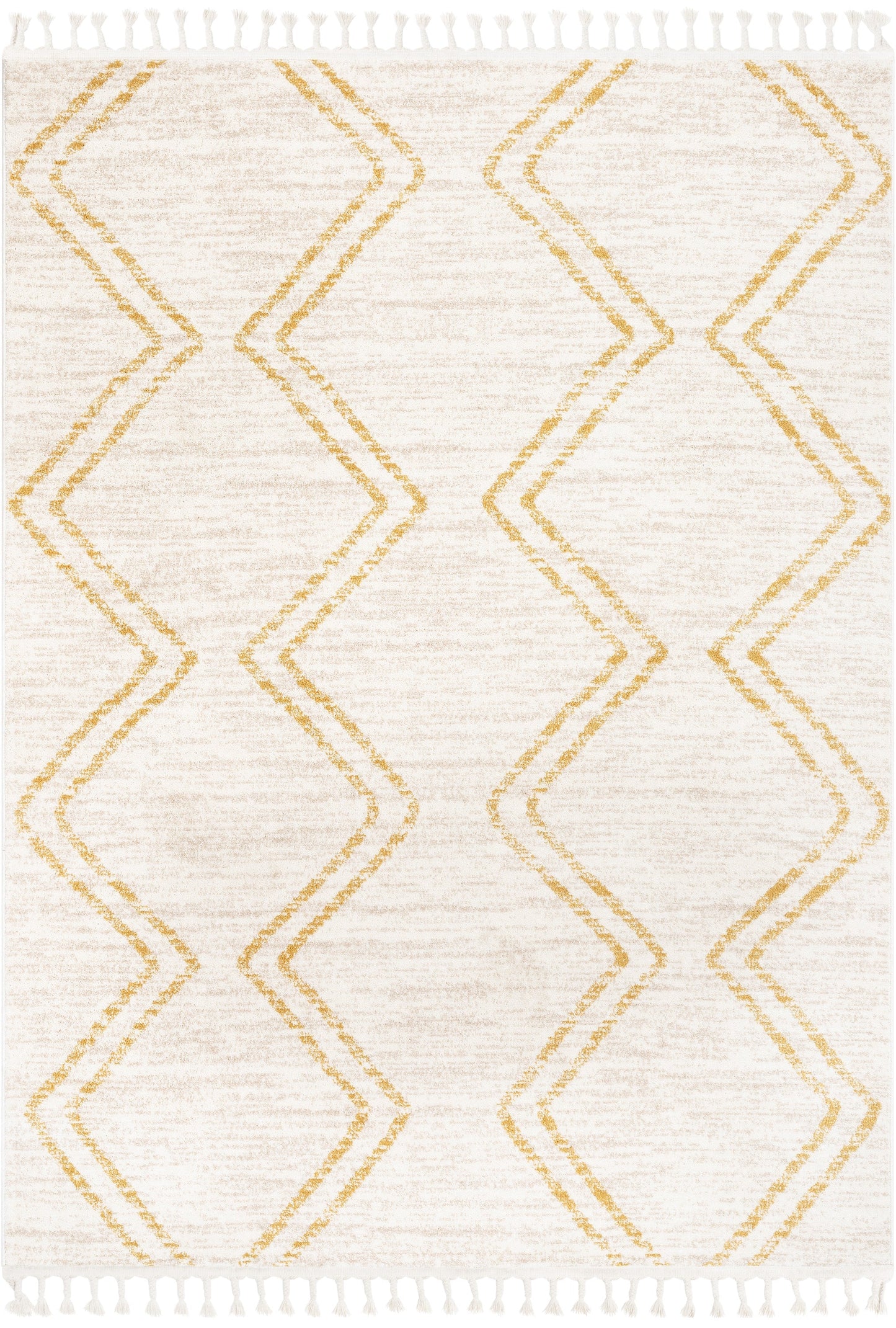 Reeve Modern Chevron Zig-Zag Yellow Ivory Kids Rug KEN-31