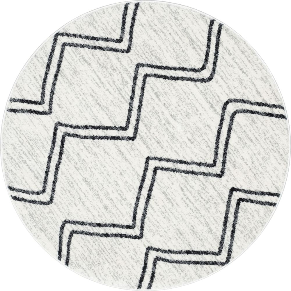 Reeve Modern Chevron Zig-Zag Grey Ivory Kids Rug KEN-37