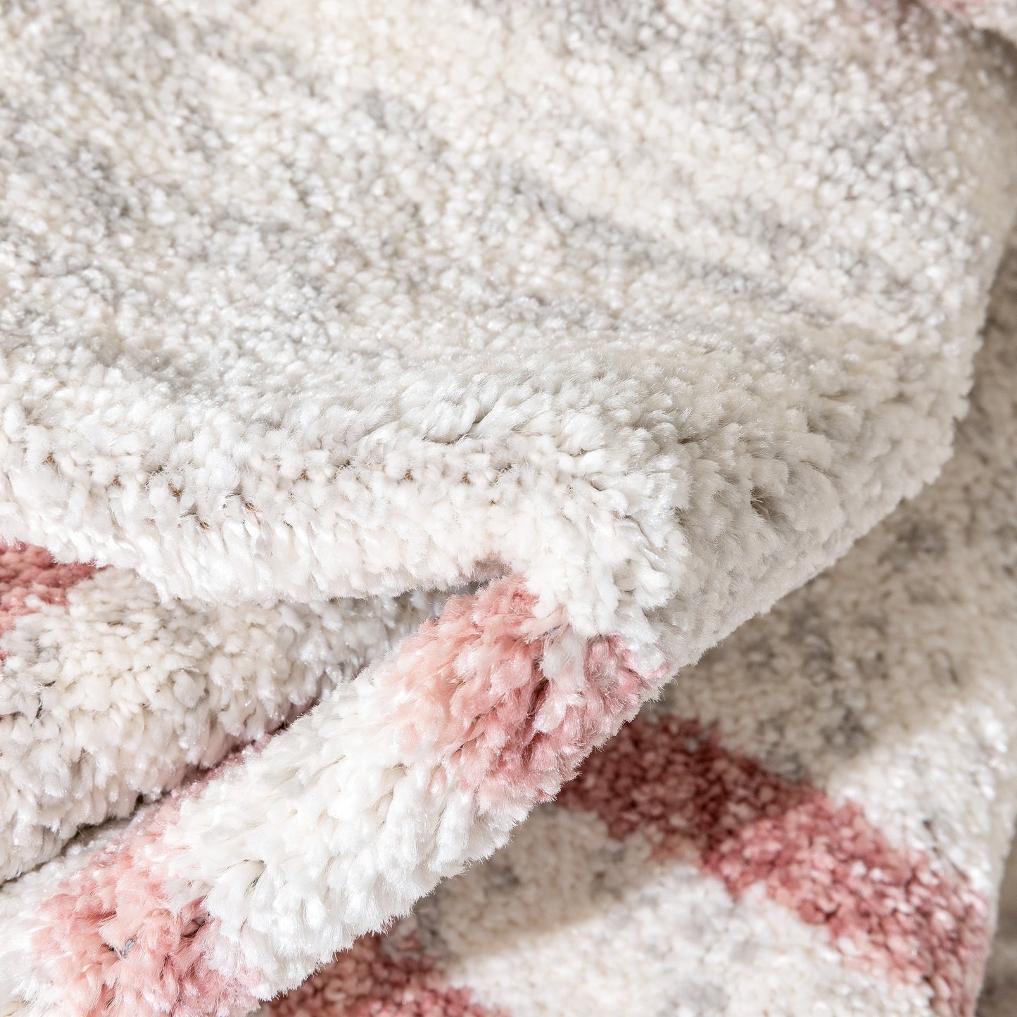 Reeve Modern Chevron Zig-Zag Pink Ivory Kids Rug KEN-39
