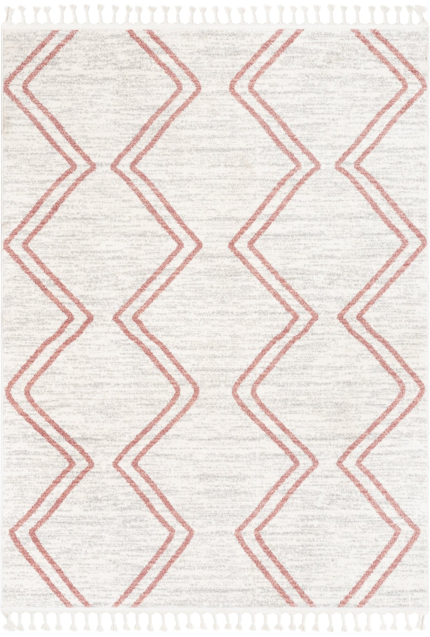 Reeve Modern Chevron Zig-Zag Pink Ivory Kids Rug KEN-39