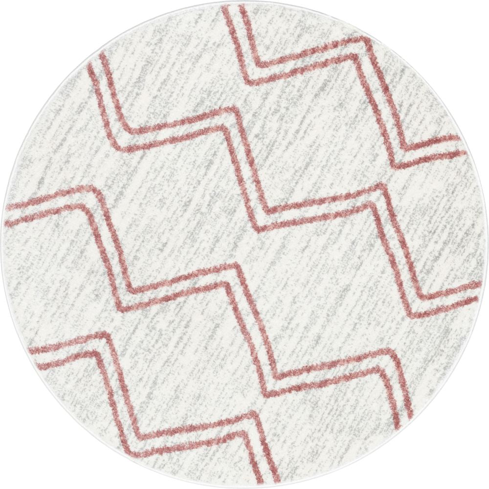 Reeve Modern Chevron Zig-Zag Pink Ivory Kids Rug KEN-39