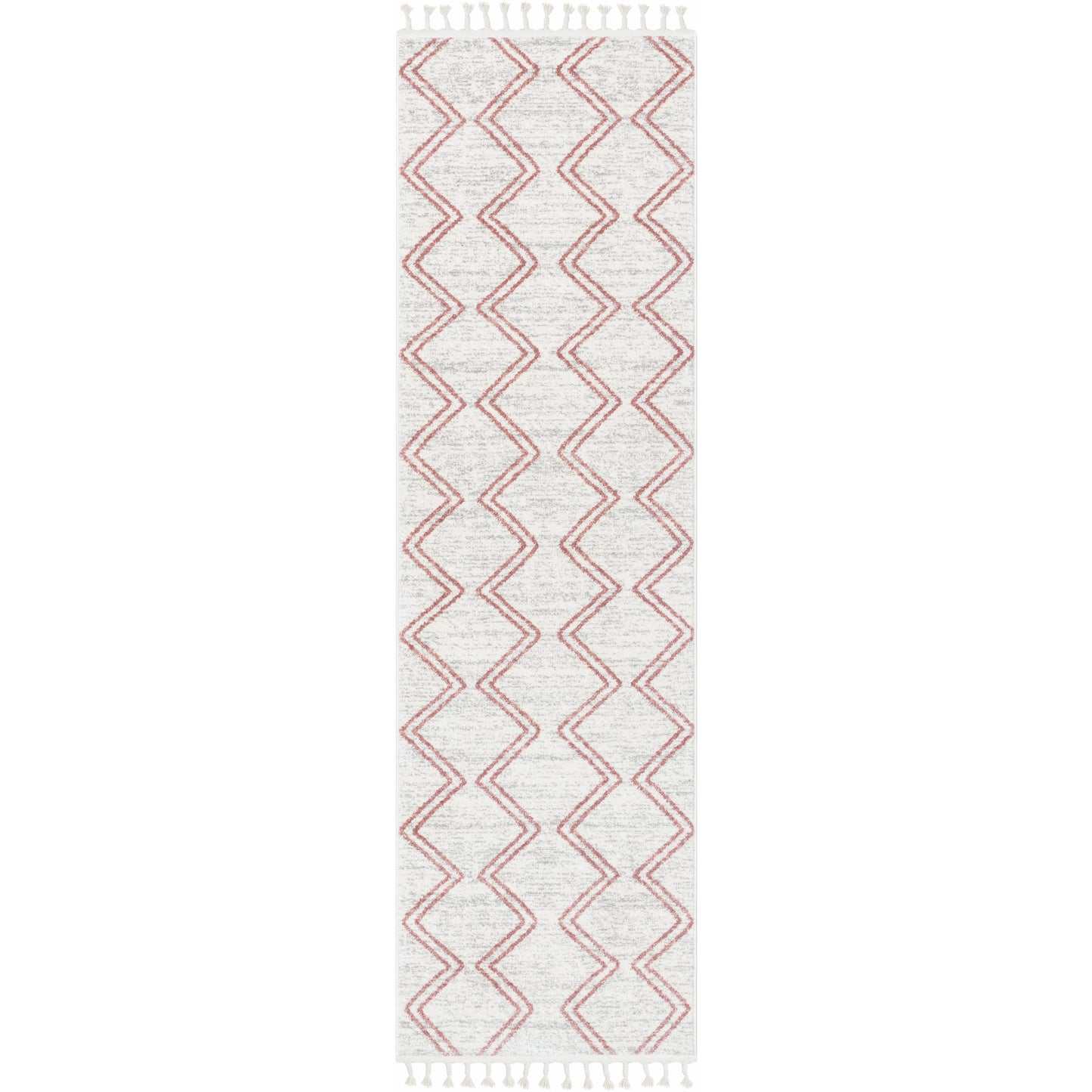 Reeve Modern Chevron Zig-Zag Pink Ivory Kids Rug KEN-39