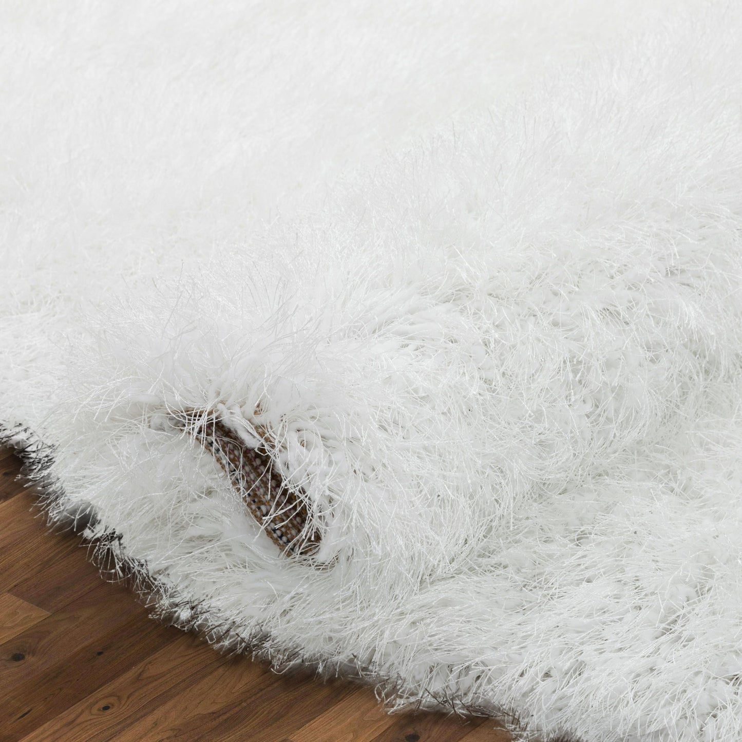 Chie Glam Solid Ultra-Soft White Shag Rug KU-11