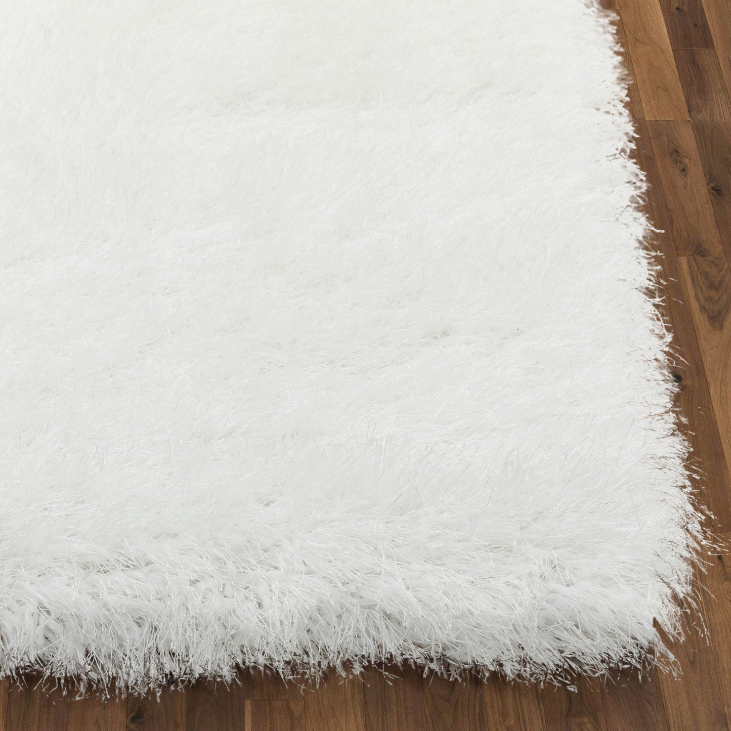 Chie Glam Solid Ultra-Soft White Shag Rug KU-11