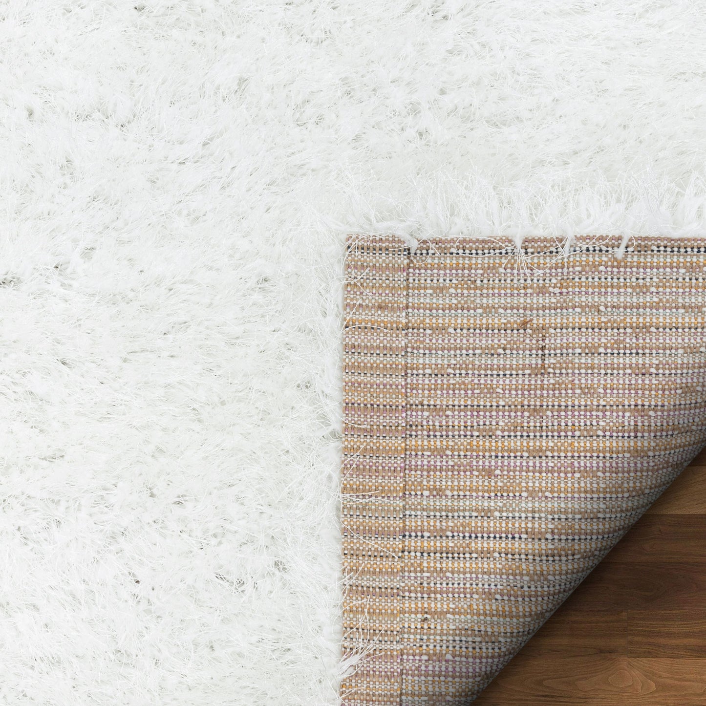 Chie Glam Solid Ultra-Soft White Shag Rug KU-11
