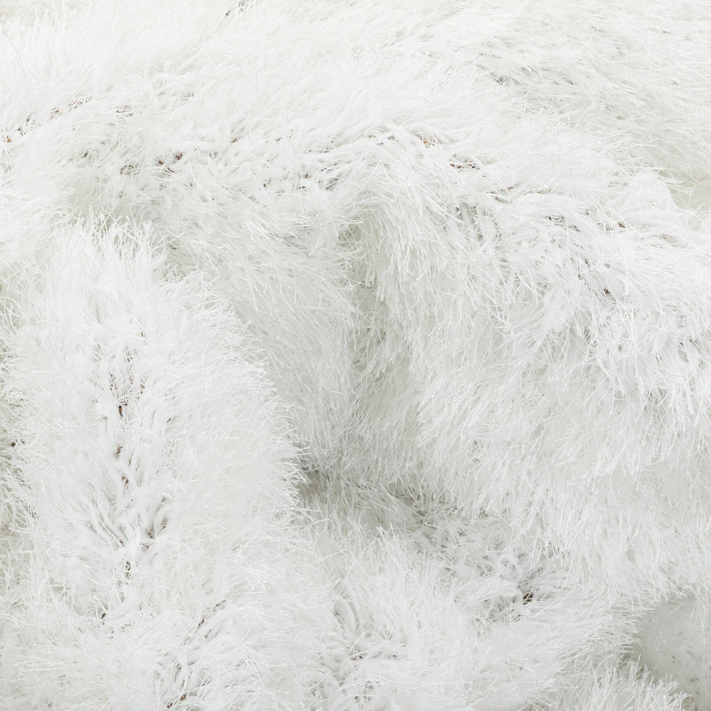 Chie Glam Solid Ultra-Soft White Shag Rug KU-11