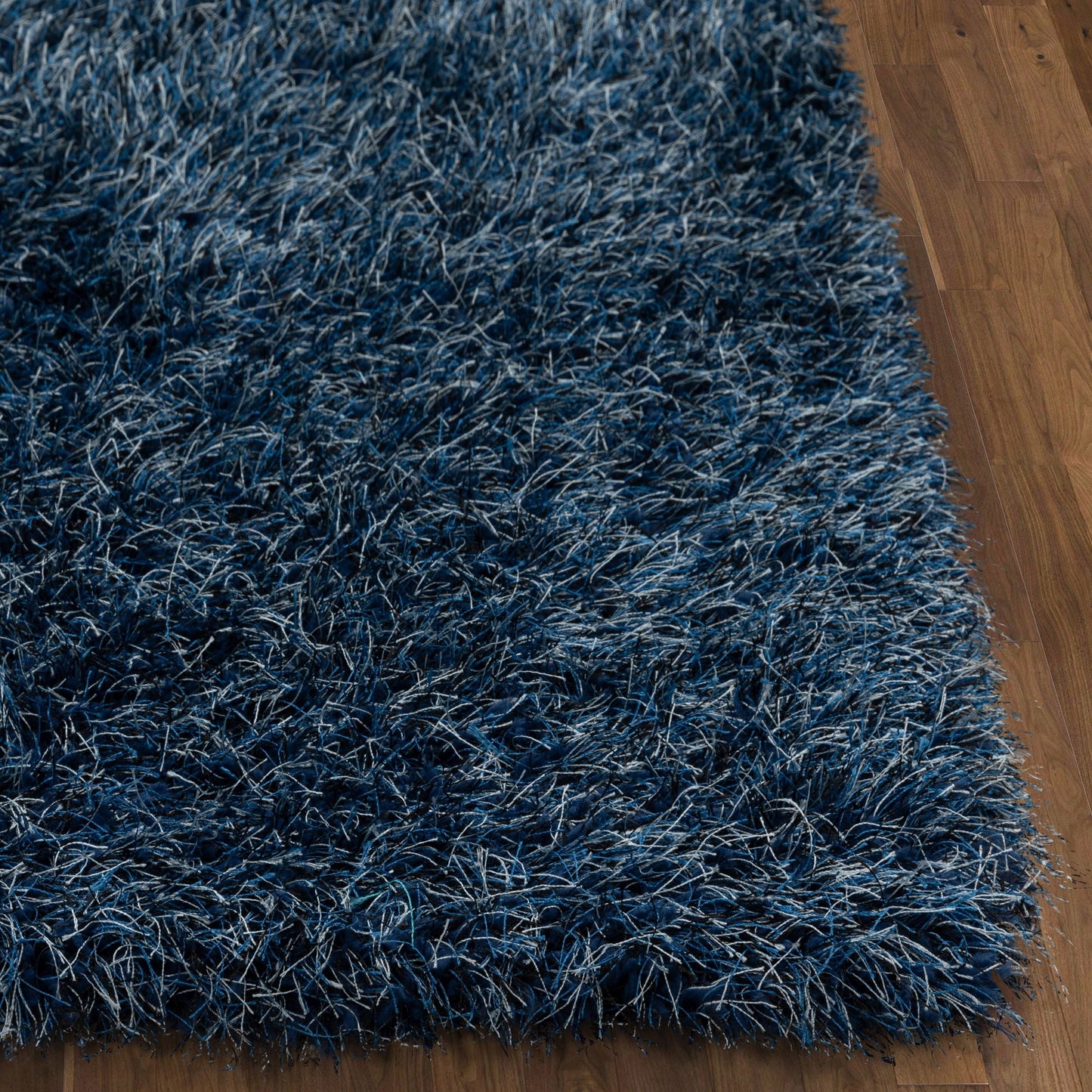Chie Glam Solid Ultra-Soft Navy Blue Shag Rug KU-14