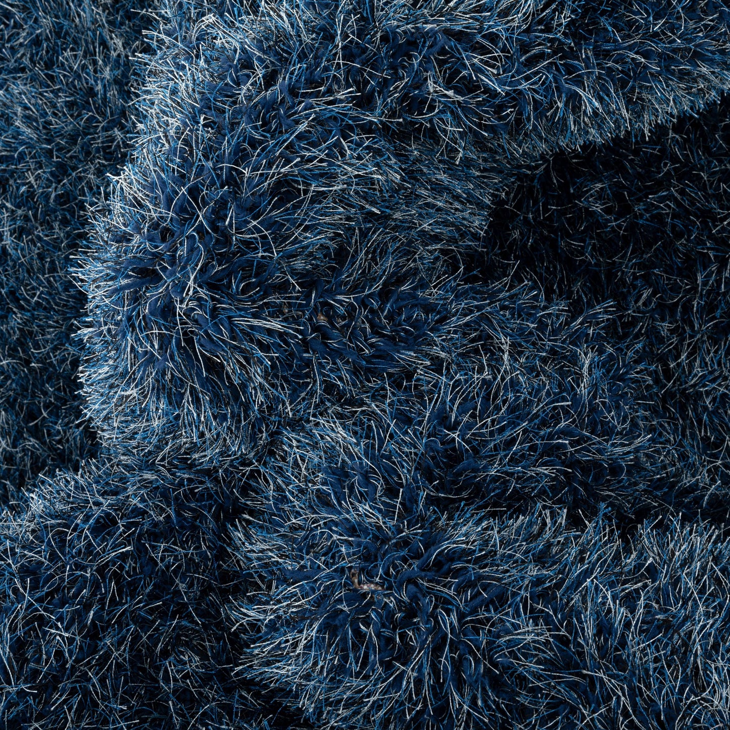 Chie Glam Solid Ultra-Soft Navy Blue Shag Rug KU-14