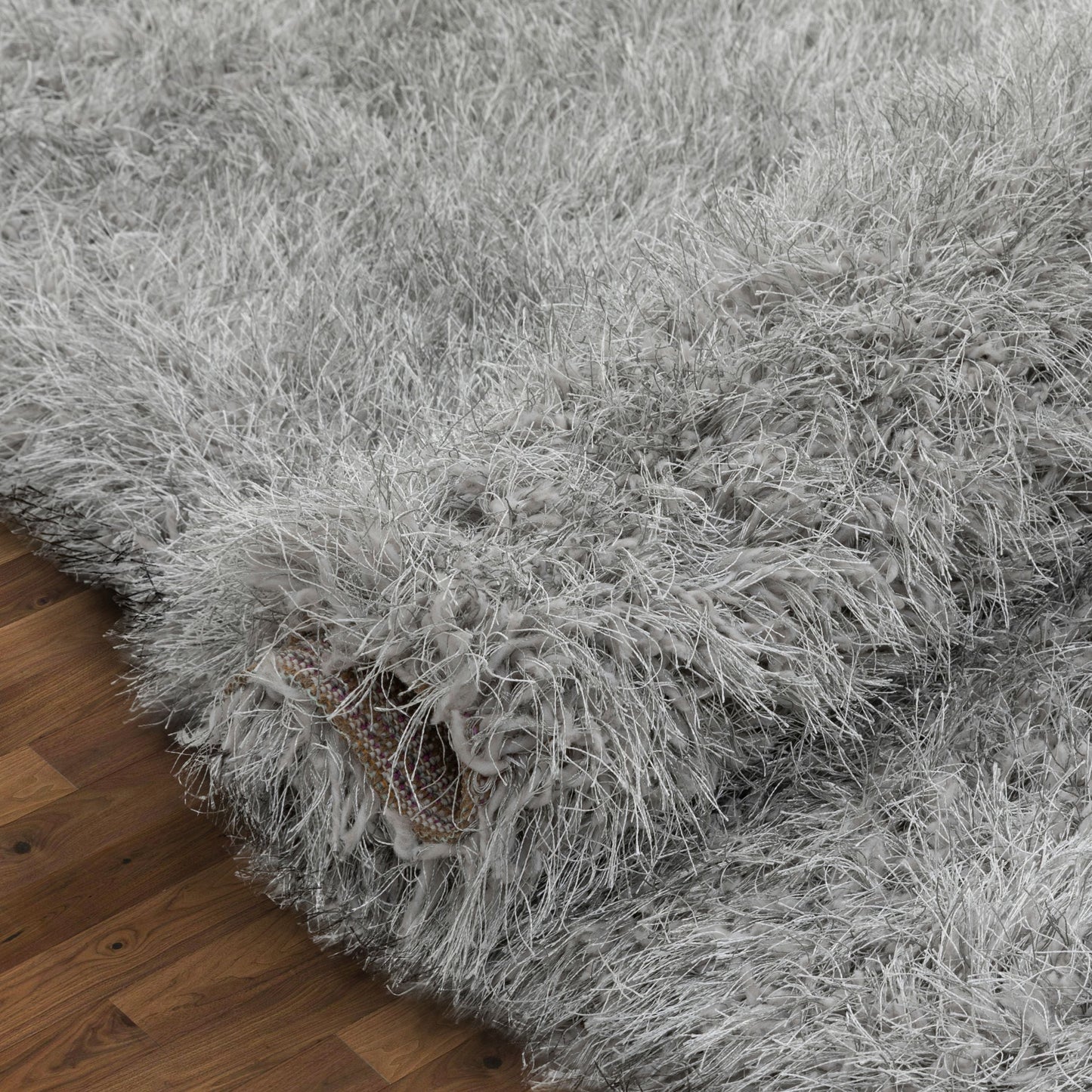 Chie Glam Solid Ultra-Soft Grey Shag Rug KU-17