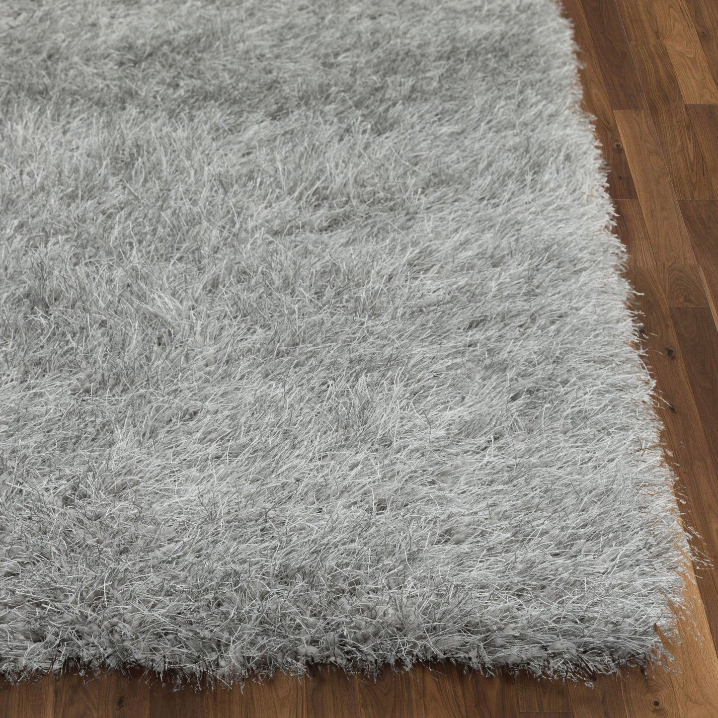 Chie Glam Solid Ultra-Soft Grey Shag Rug KU-17
