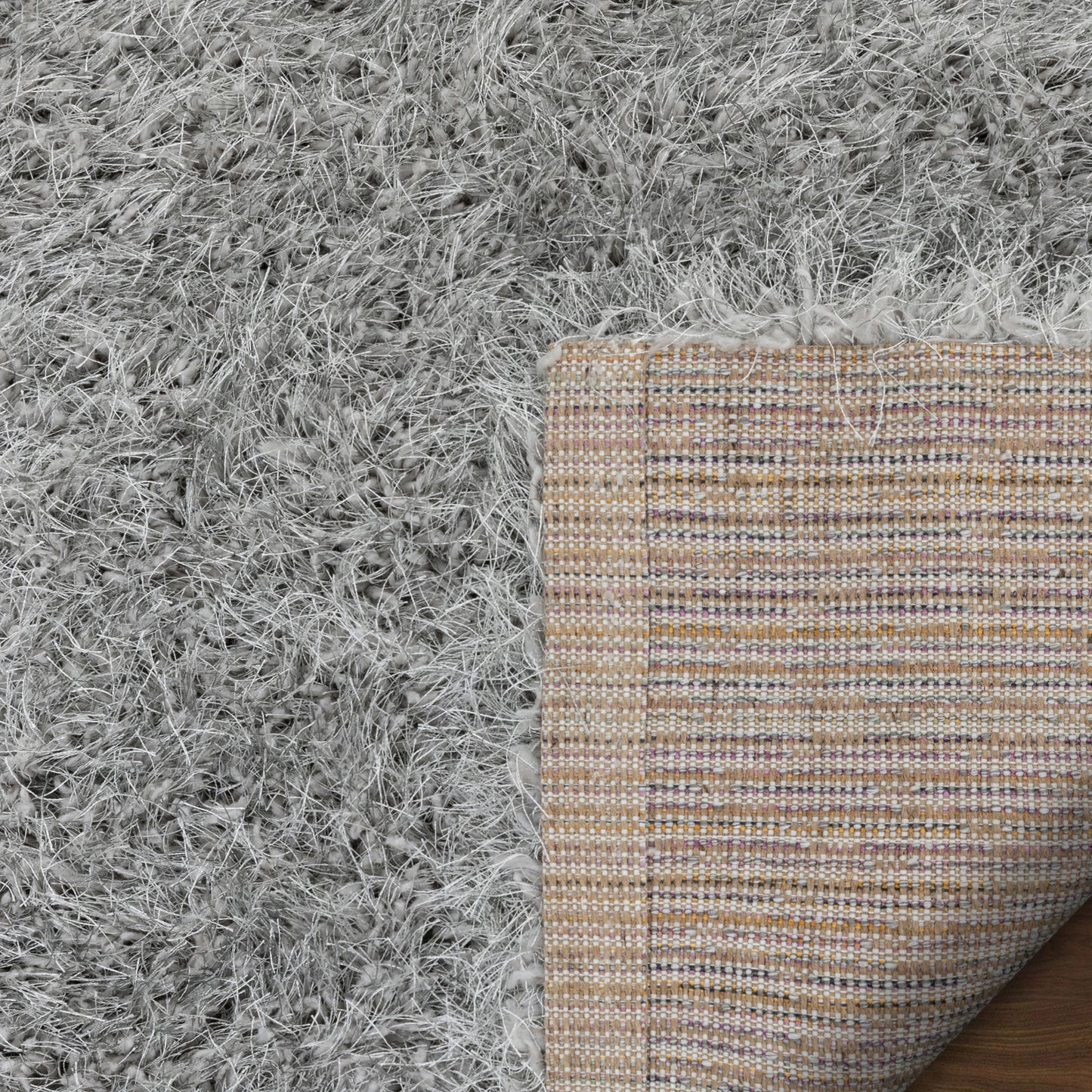 Chie Glam Solid Ultra-Soft Grey Shag Rug KU-17