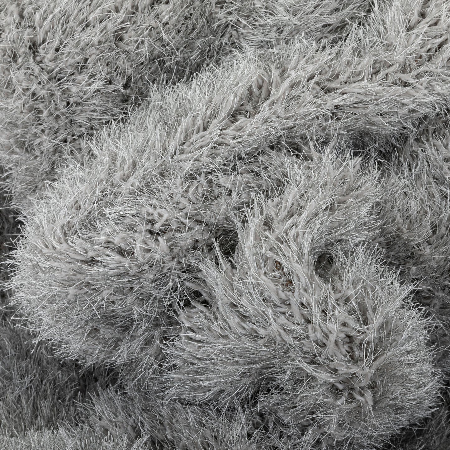 Chie Glam Solid Ultra-Soft Grey Shag Rug KU-17