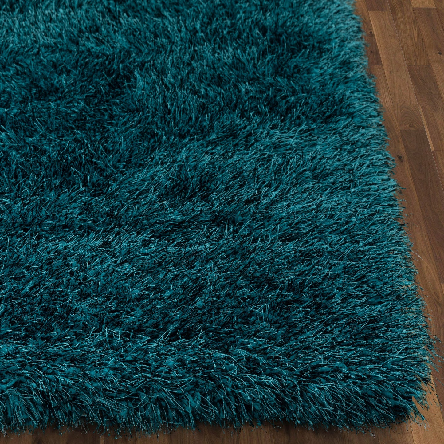 Chie Glam Solid Ultra-Soft Teal Shag Rug KU-18