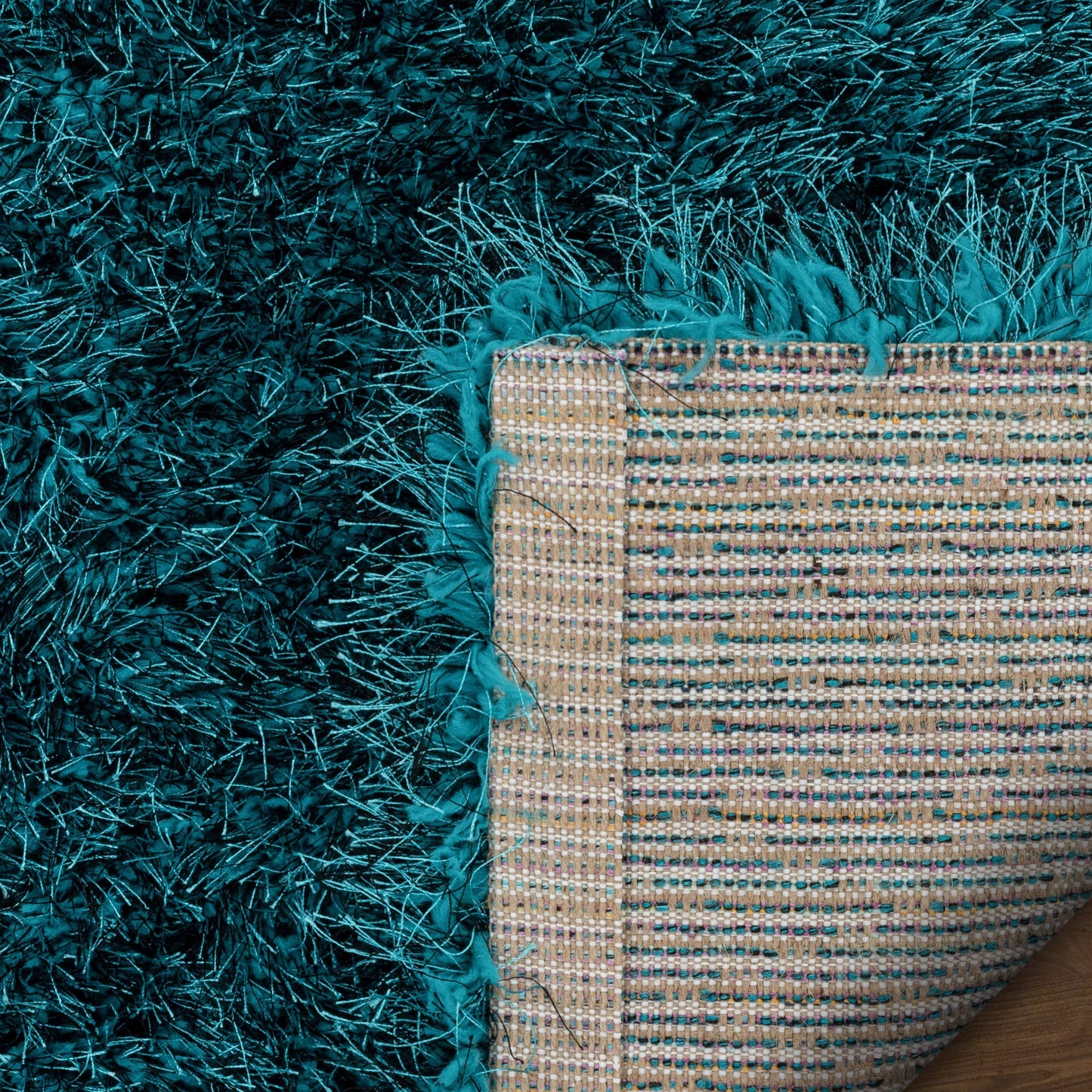 Chie Glam Solid Ultra-Soft Teal Shag Rug KU-18