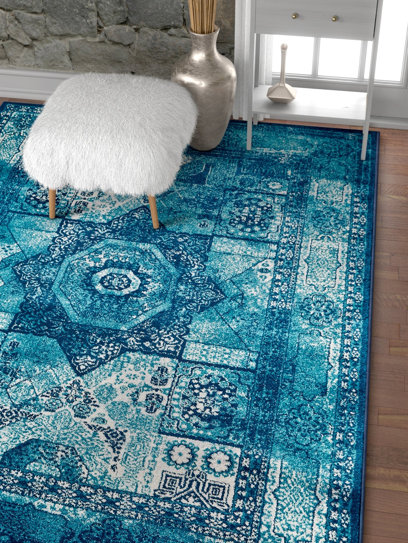 Fiatto Blue Traditional Vintage Rug LA-109