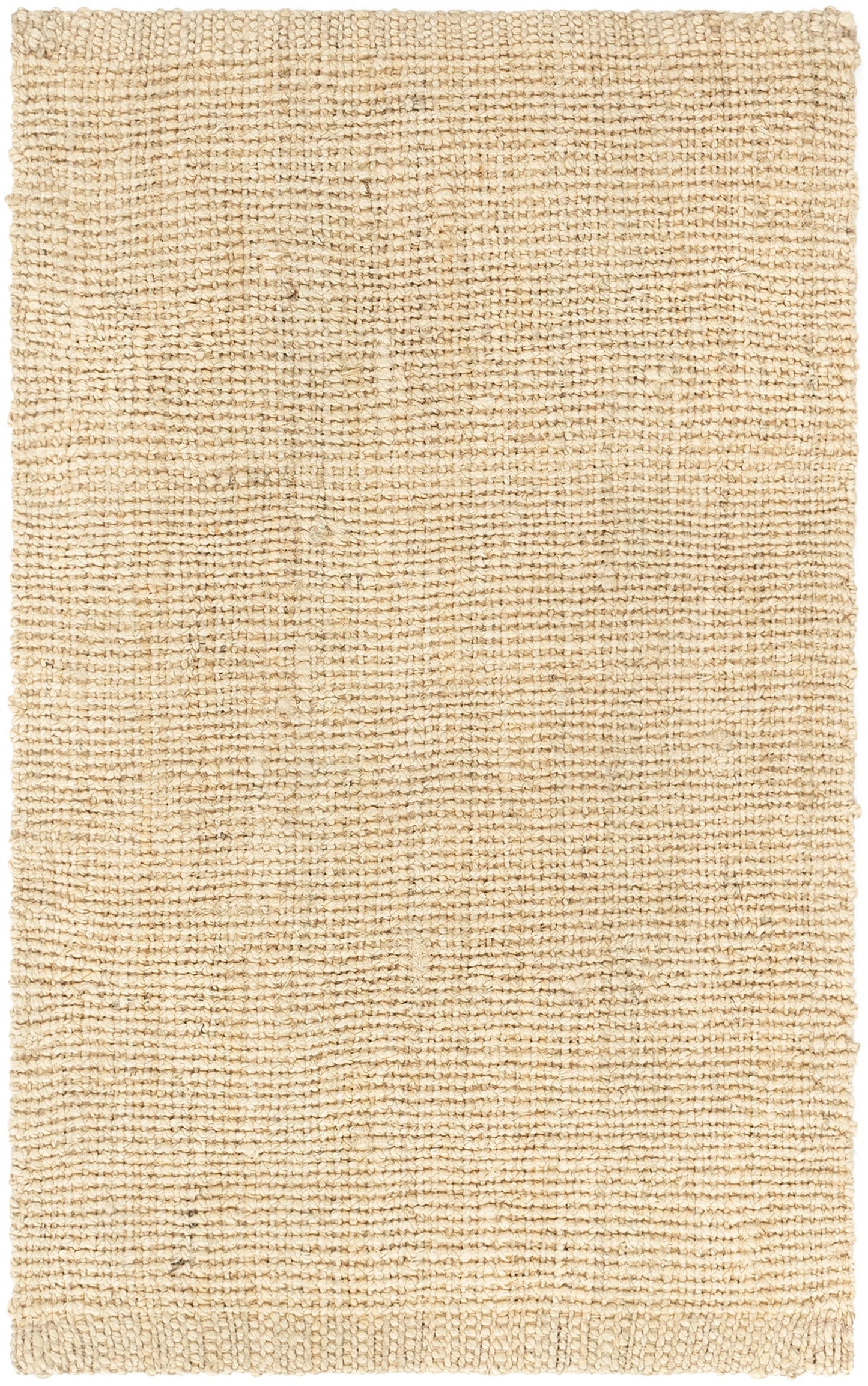 Boucle Hand-Woven Jute Rug Farmhouse Solid Pattern Off-White Chunky-Textured Rug LAN-12