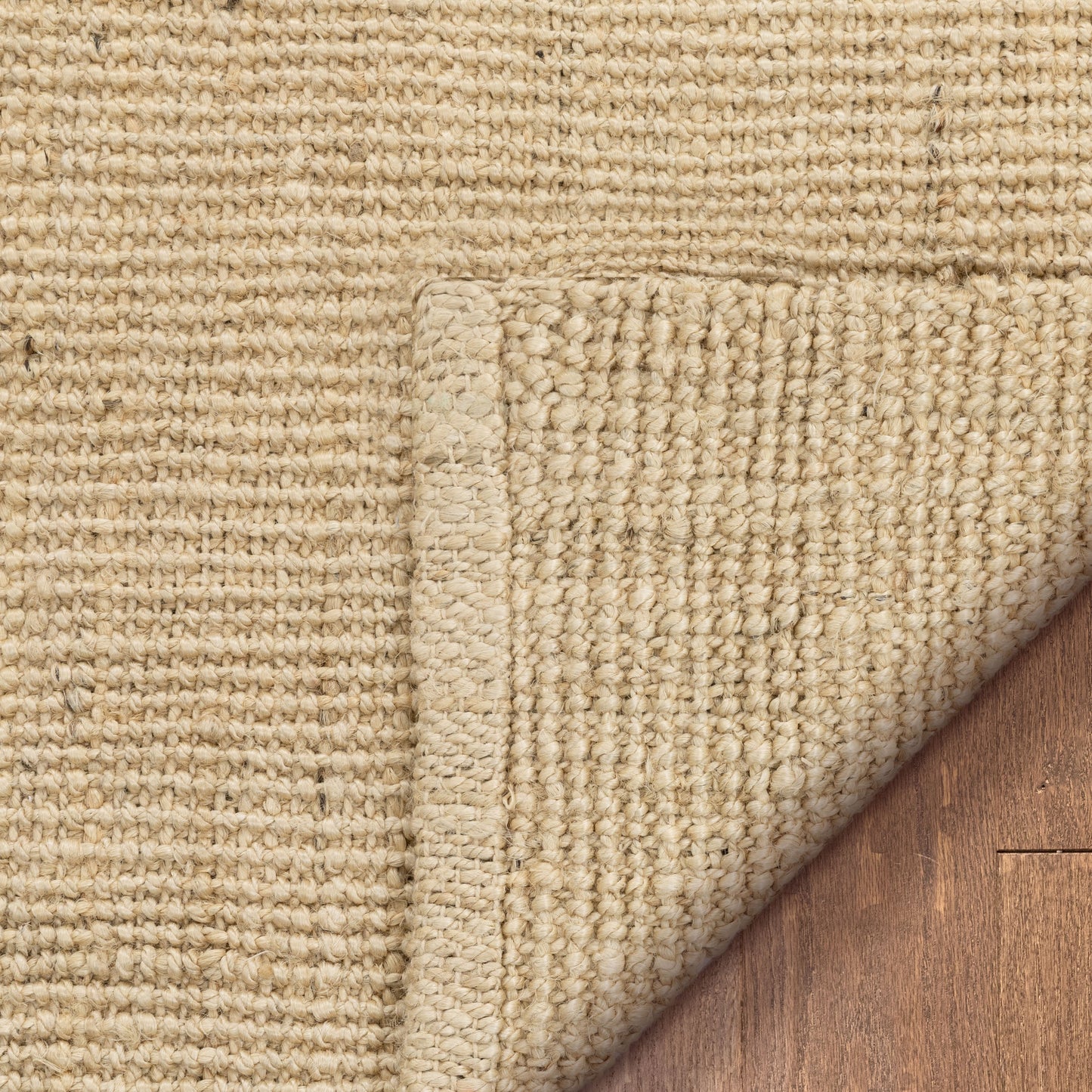 Boucle Hand-Woven Jute Rug Farmhouse Solid Pattern Off-White Chunky-Textured Rug LAN-12