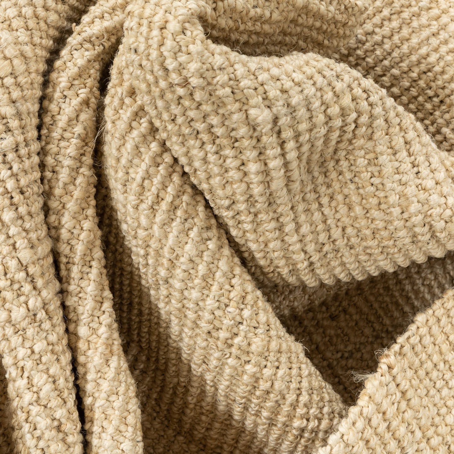 Boucle Hand-Woven Jute Rug Farmhouse Solid Pattern Off-White Chunky-Textured Rug LAN-12