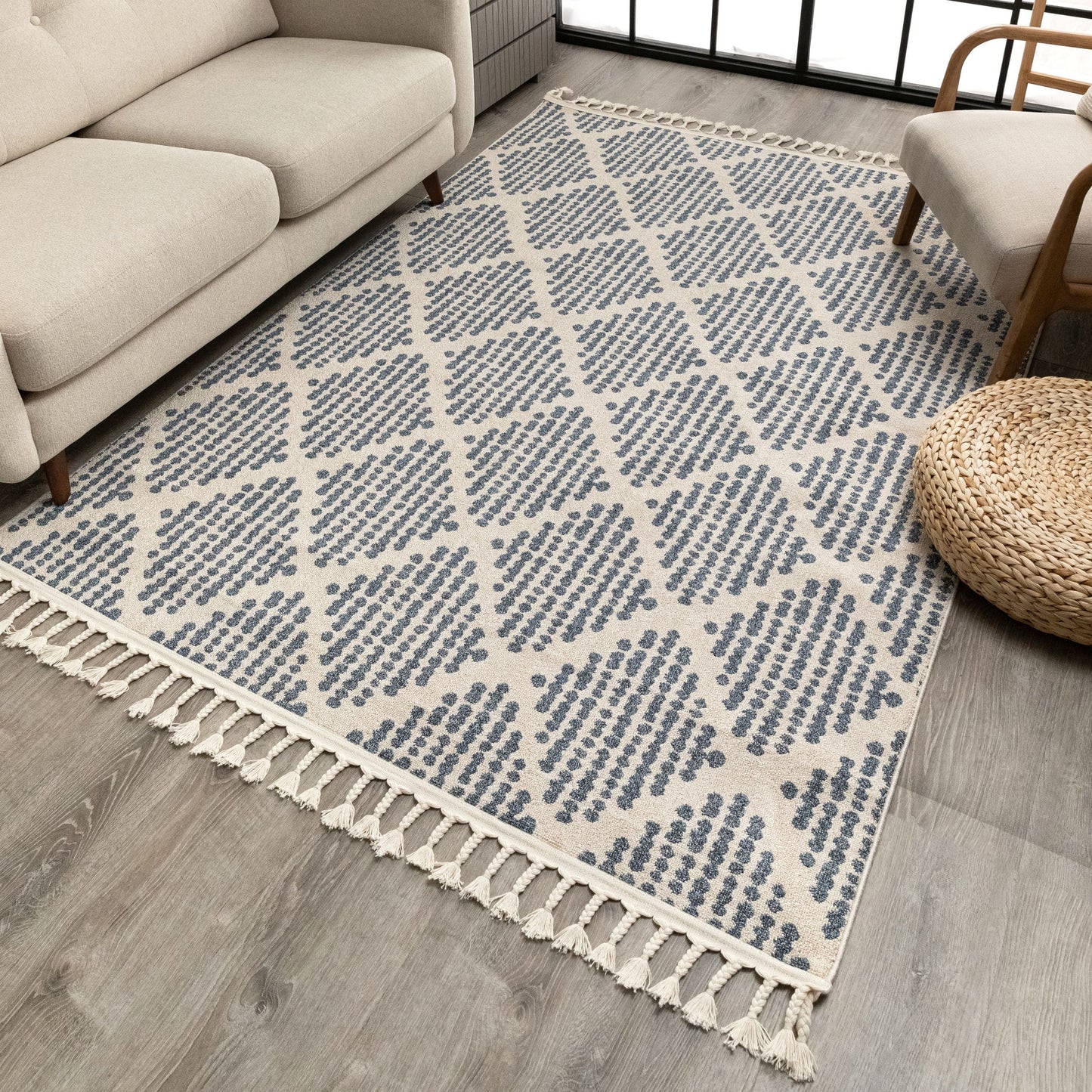 Arbor Moroccan Trellis Light Blue Kilim-Style Rug LDL-02
