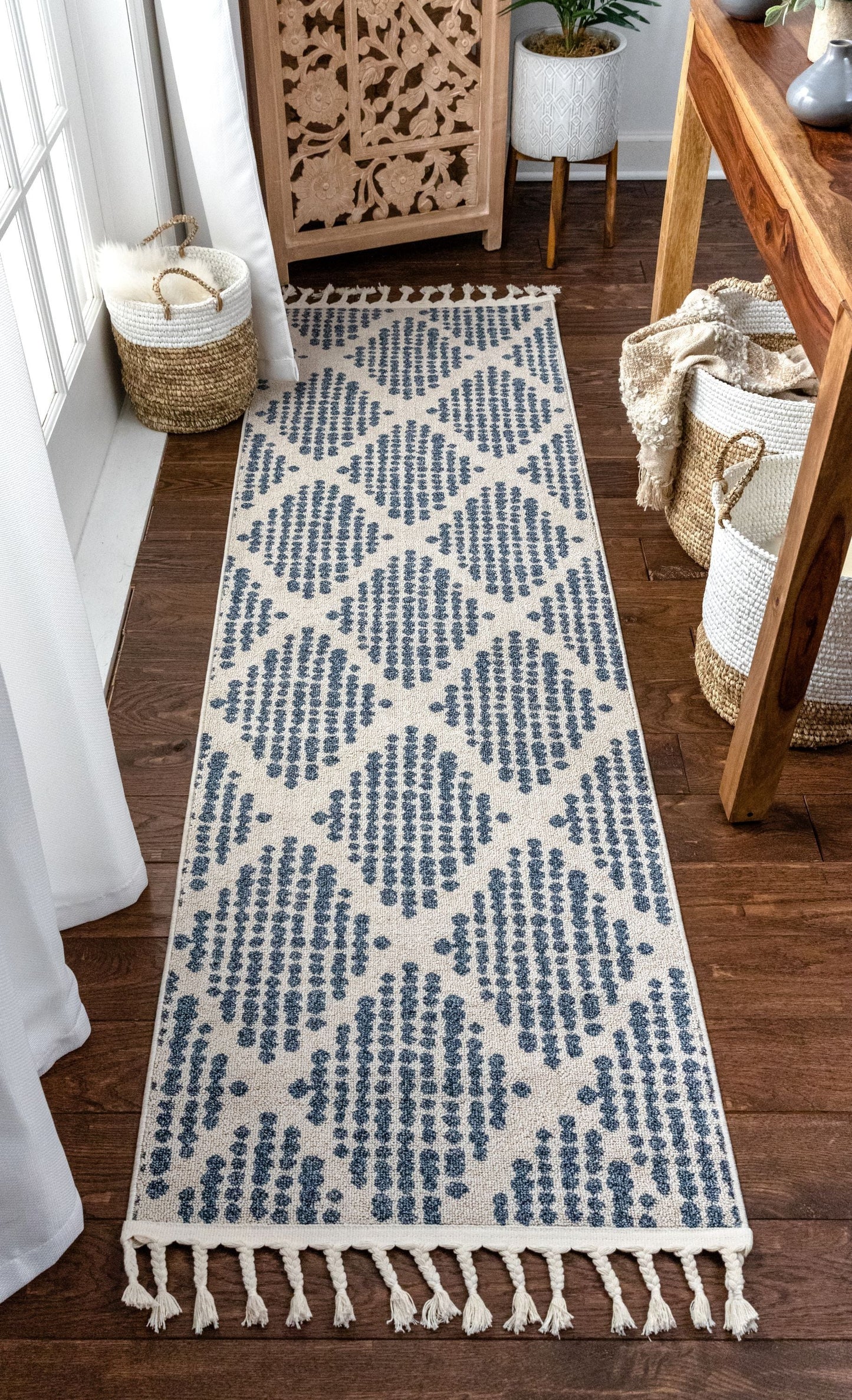Arbor Moroccan Trellis Light Blue Kilim-Style Rug LDL-02