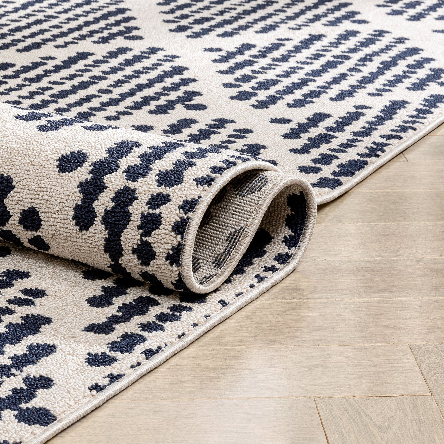 Arbor Moroccan Trellis Blue Kilim-Style Rug LDL-06