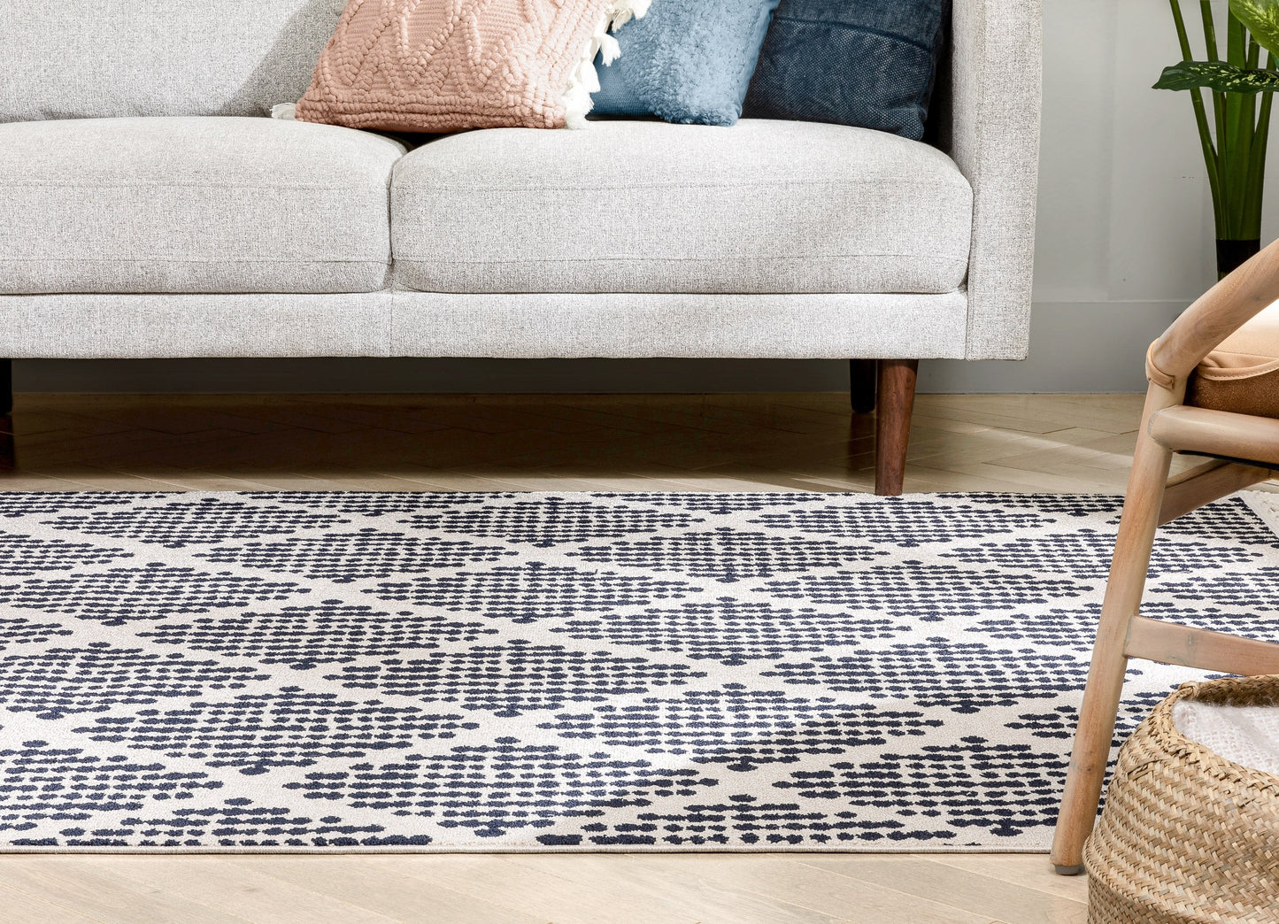 Arbor Moroccan Trellis Blue Kilim-Style Rug LDL-06