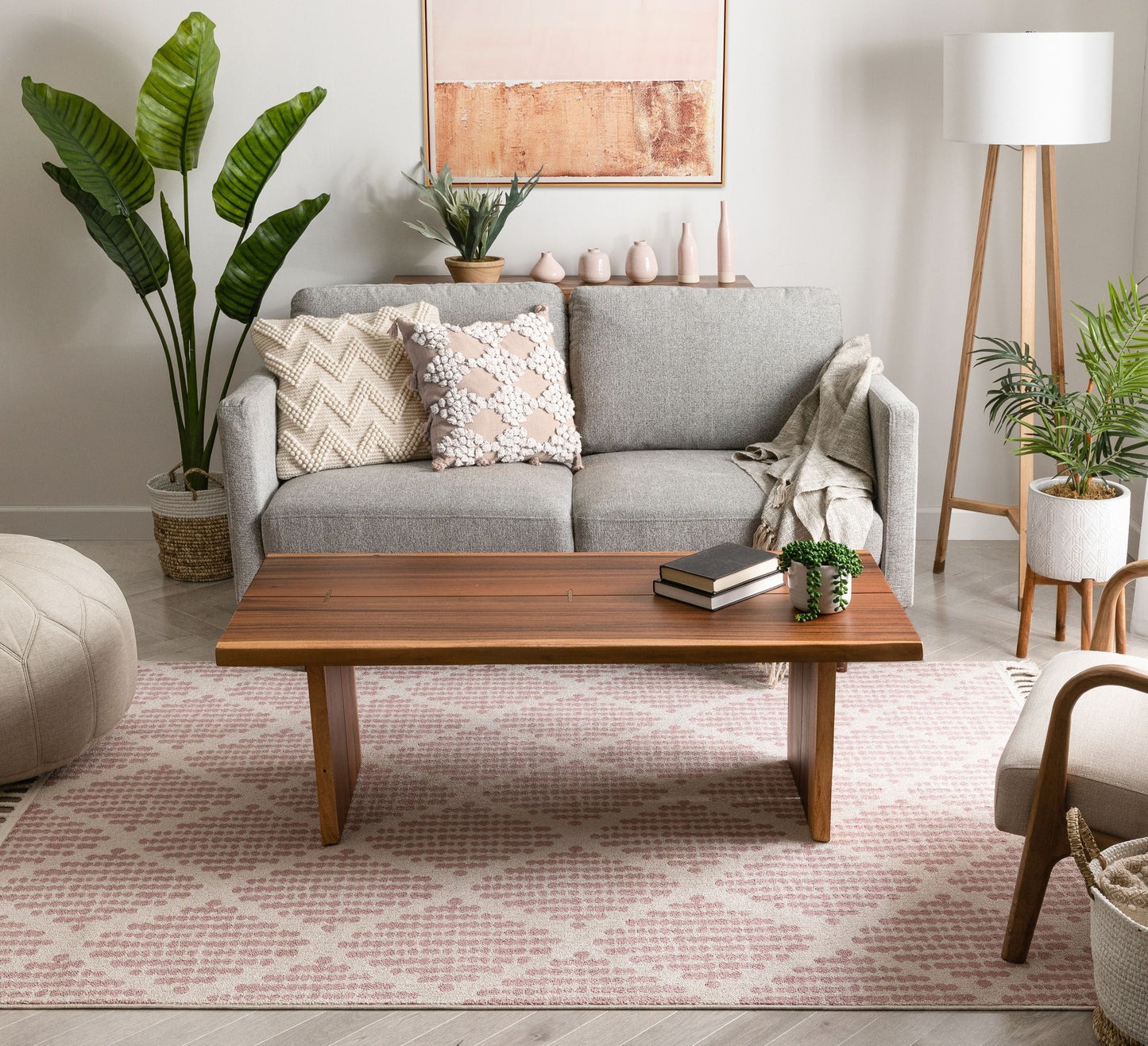 Arbor Moroccan Trellis Blush Kilim-Style Rug LDL-09
