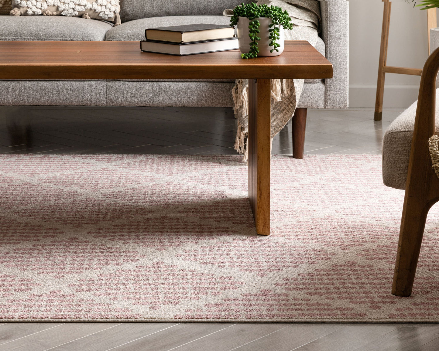 Arbor Moroccan Trellis Blush Kilim-Style Rug LDL-09