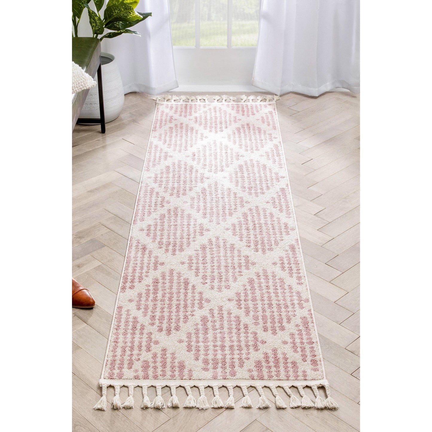 Arbor Moroccan Trellis Blush Kilim-Style Rug LDL-09