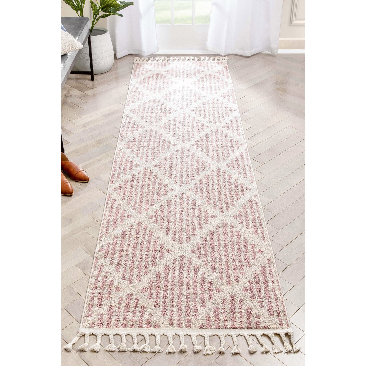 Arbor Moroccan Trellis Blush Kilim-Style Rug LDL-09