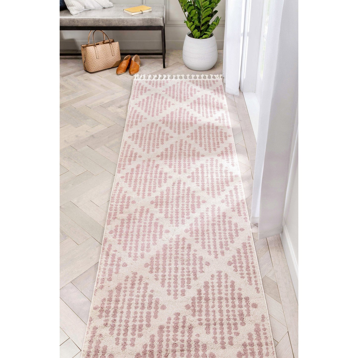 Arbor Moroccan Trellis Blush Kilim-Style Rug LDL-09