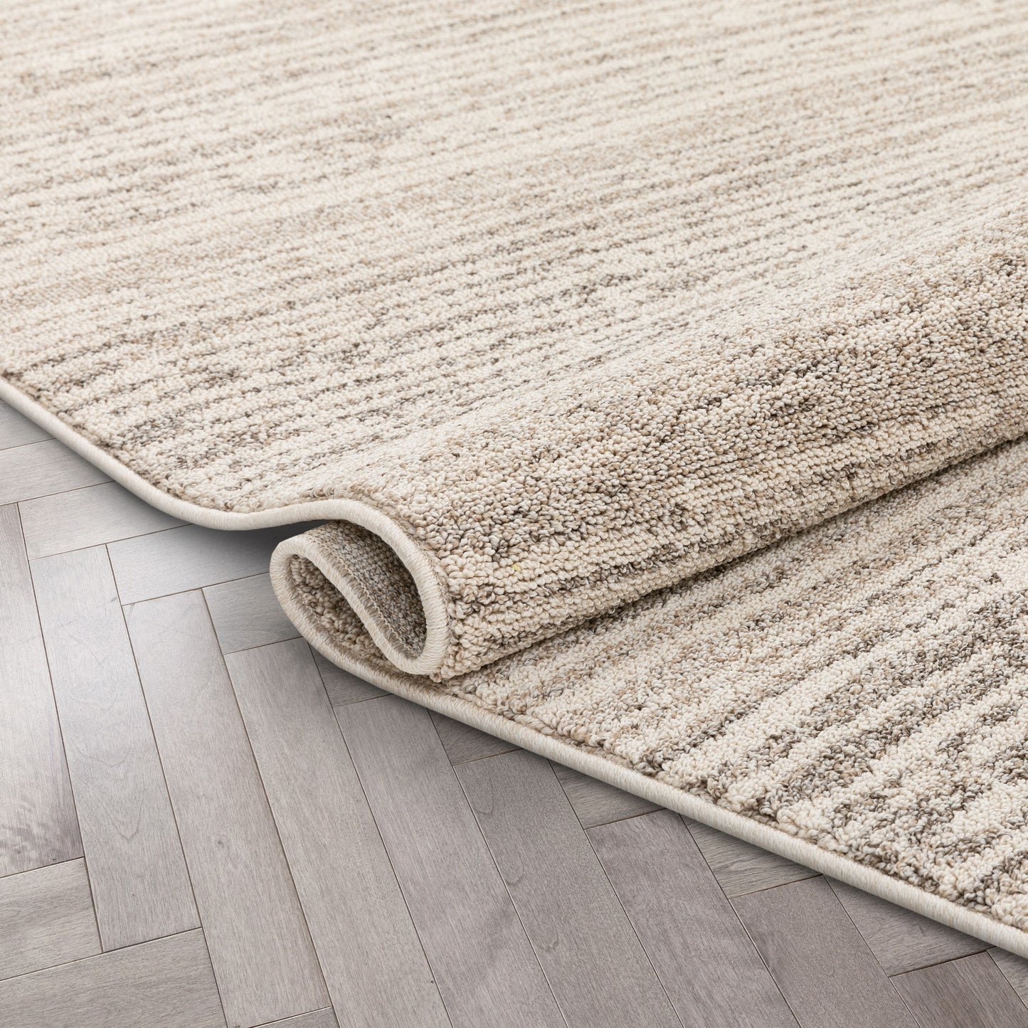 Turin Modern Abstract Striation Beige Kilim-Style Rug LDL-102